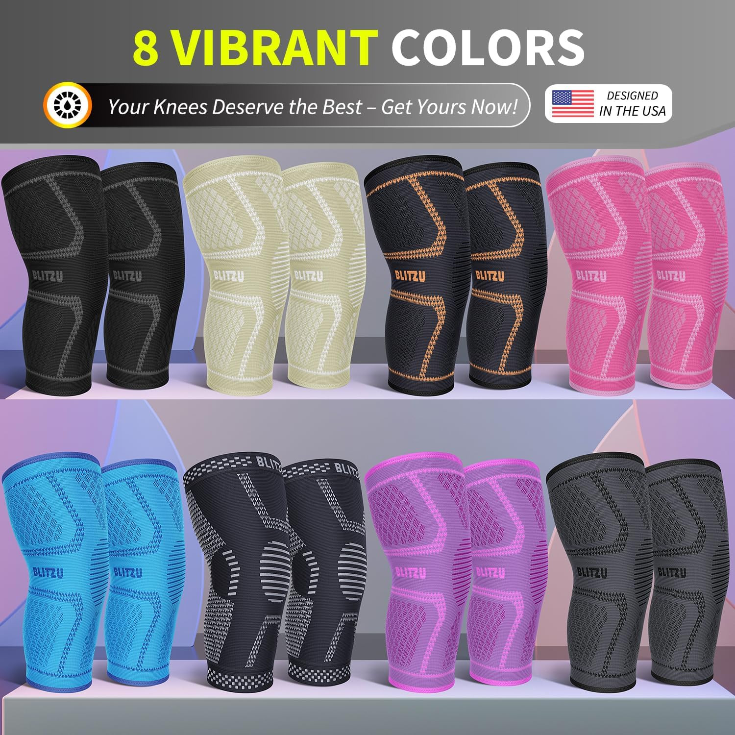 Knee Brace for Meniscus Tear 2 Pack, Knee Compression Sleeve for Men and Women,