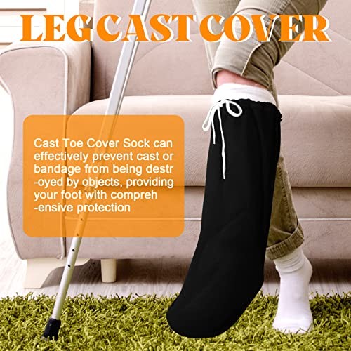 2 Pcs Leg Cast Cover, Sock for Casted Foot Below Knee 21.26 x 11.02In Black