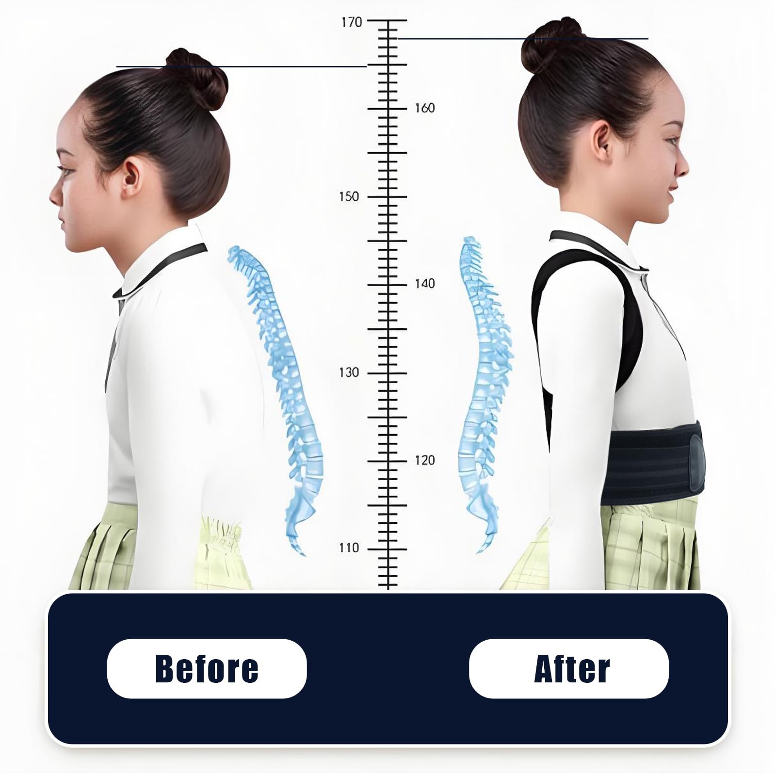 Posture Corrector for Kids Adjustable Back Straighter with Shoulder Medium