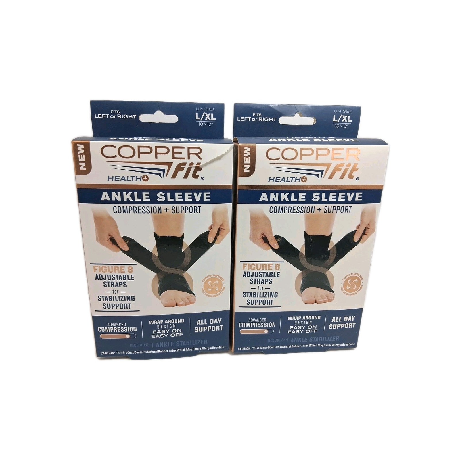 Copper Fit Health+ Ankle Sleeve Compression + Support – L/XL 10”-12” Lot Of 2
