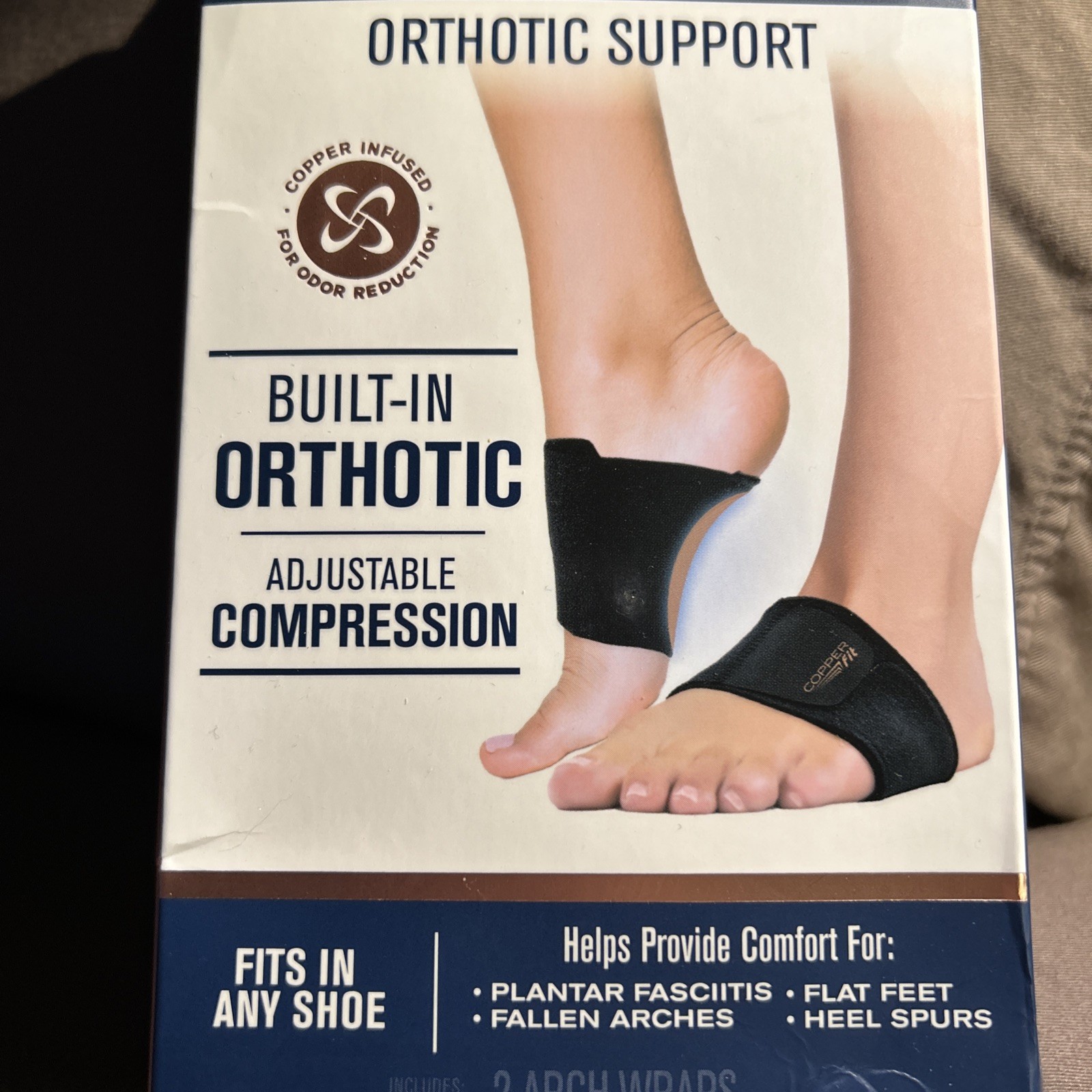 Copper Fit Health Unisex Arch Relief Plus with Built-In Orthotic Support – Black