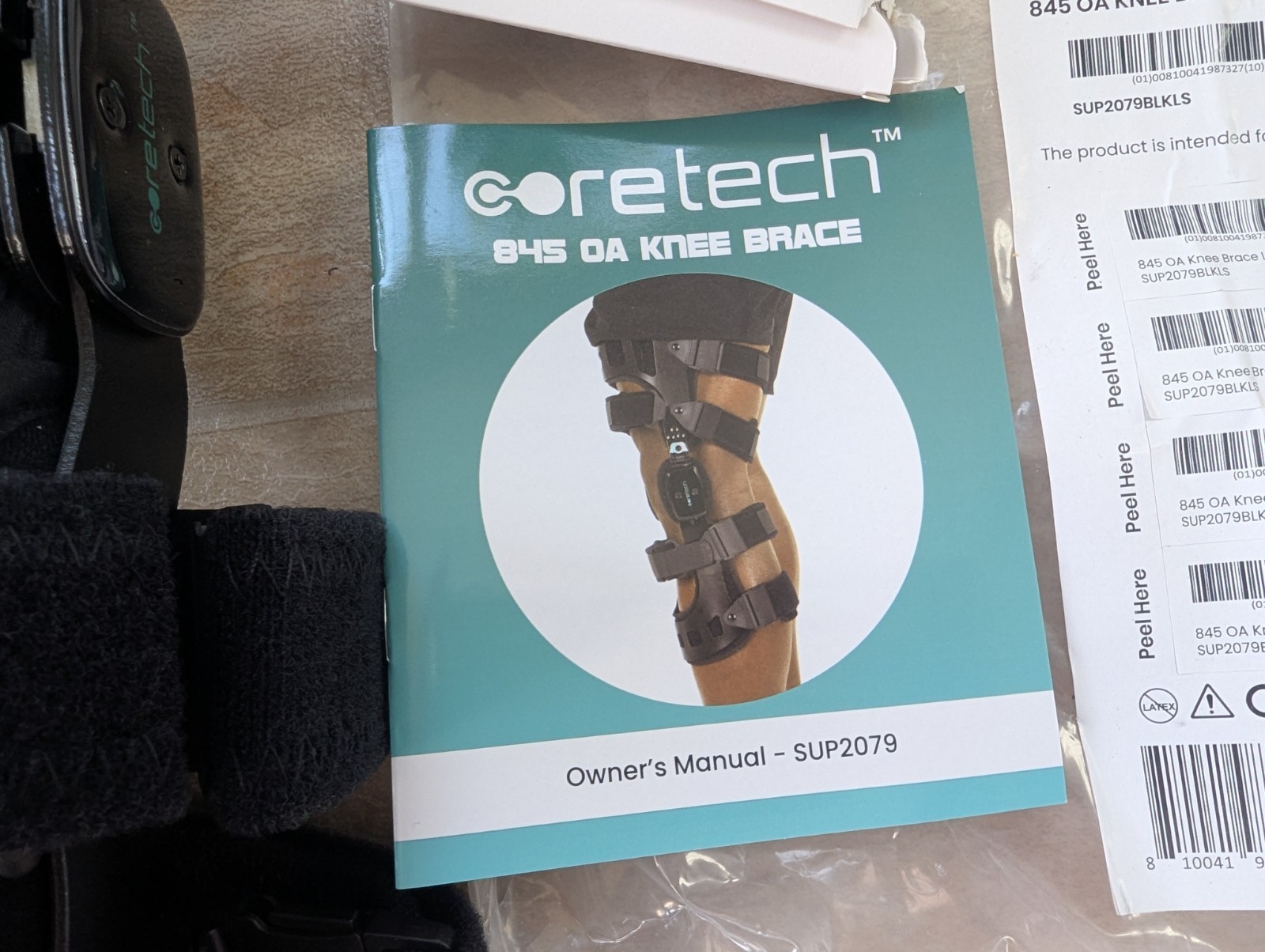New Coretech LEFT Knee Brace 845 OA Size Small (SUP2079BLKRS) HCPCS L1845 L1852