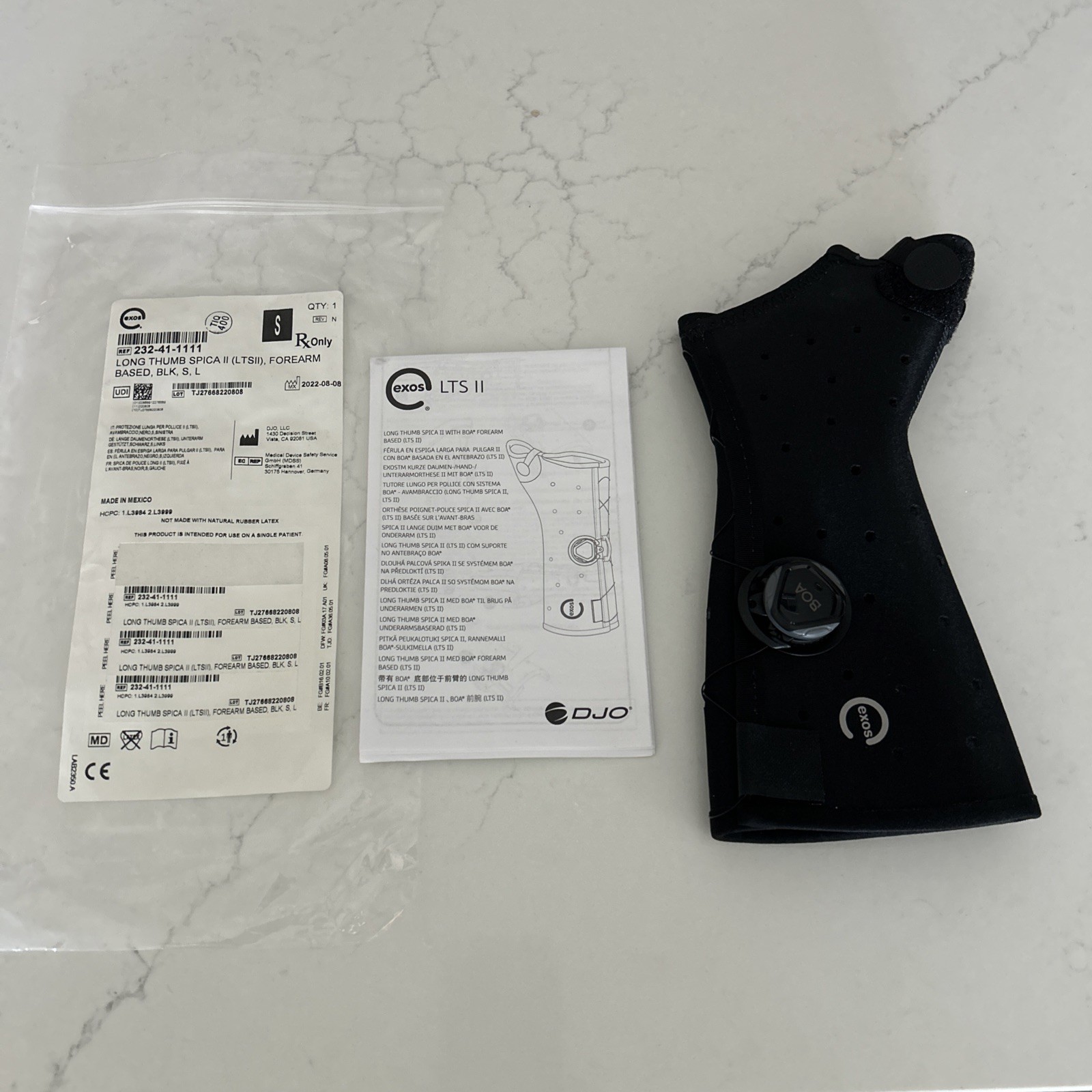 EXOS Long Thumb Spica Brace 232-41-1111 Left Size Small