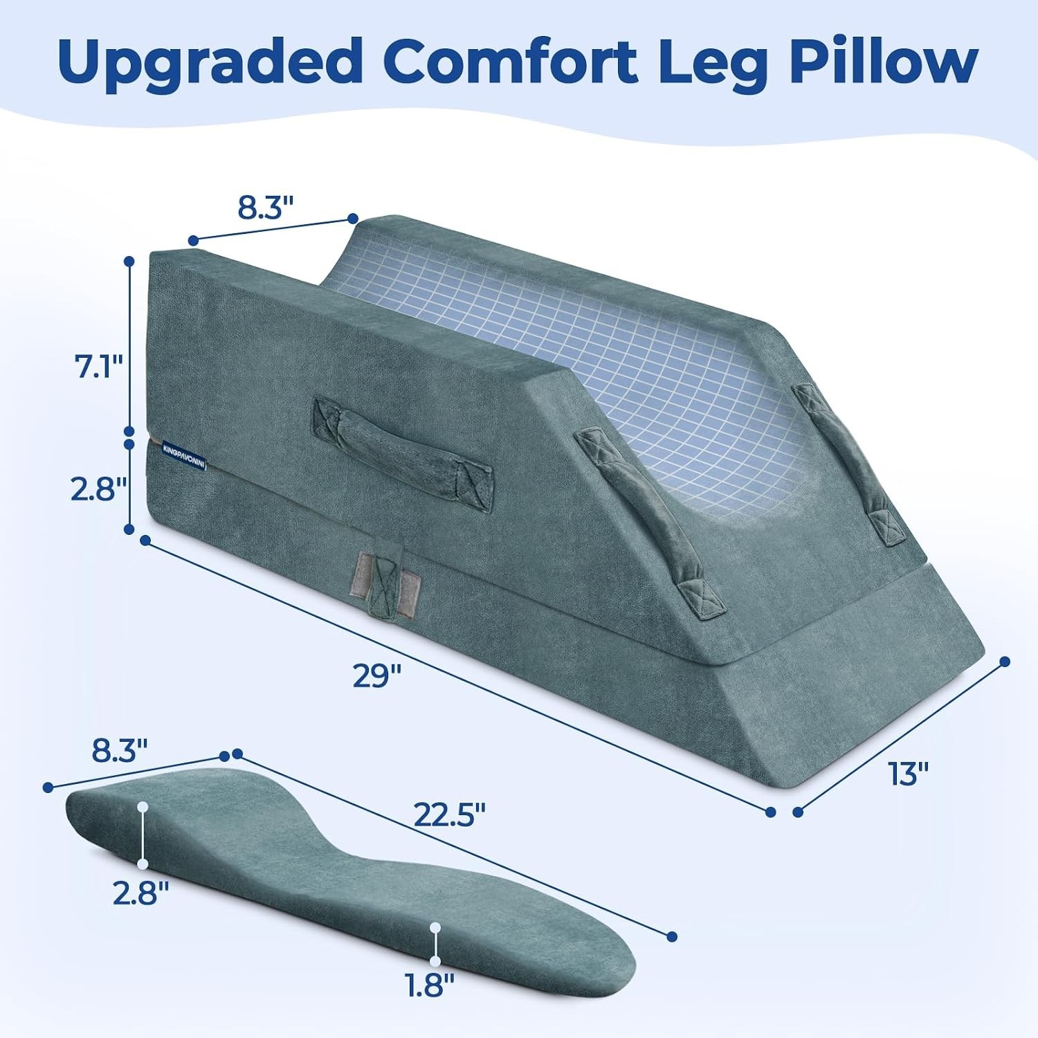 Almohada elevadora de piernas ajustable en 4 alturas, para una pierna, gris.