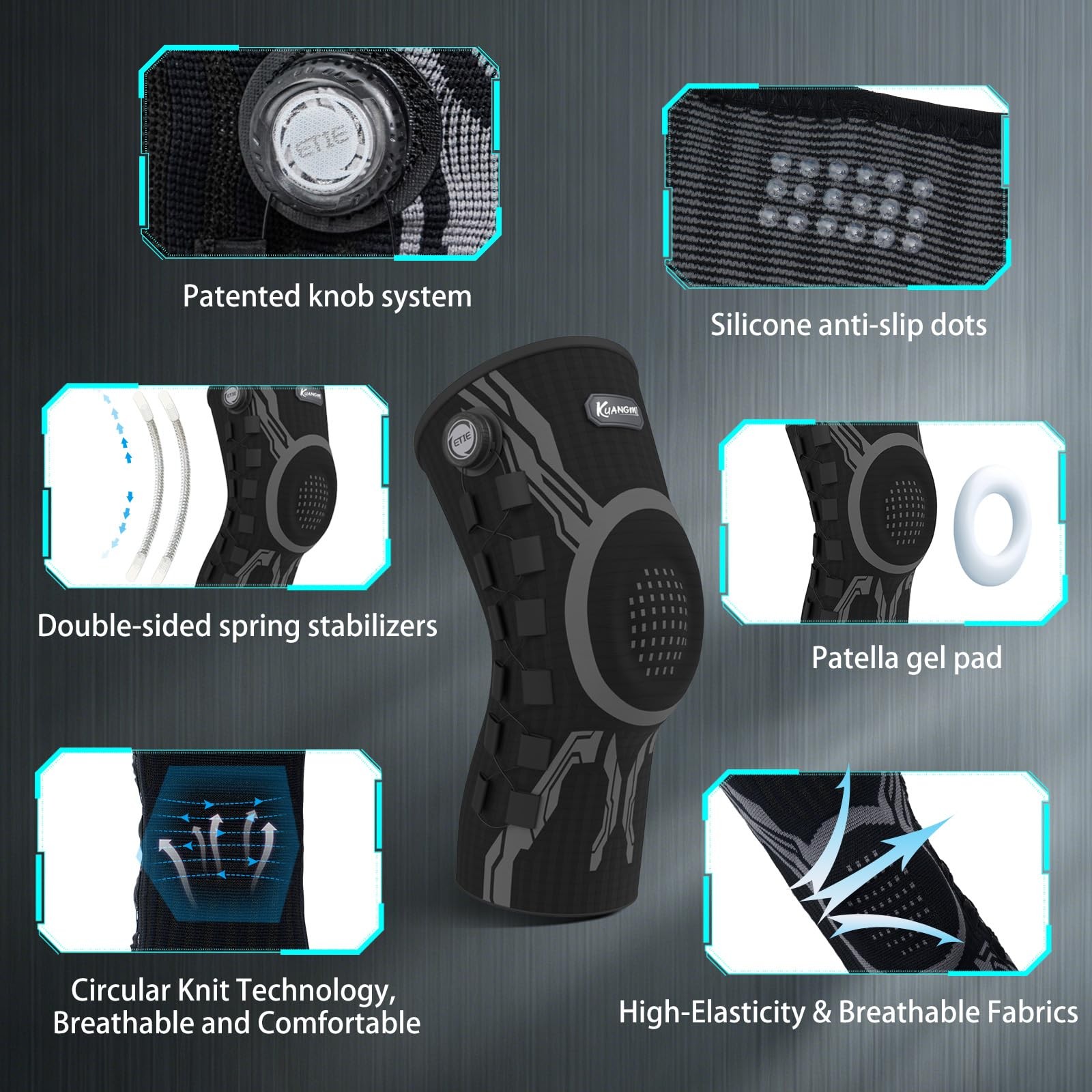 Kuangmi Knob Knee Brace for Pain Relief, Knee Support with Patella Gel Pad an…