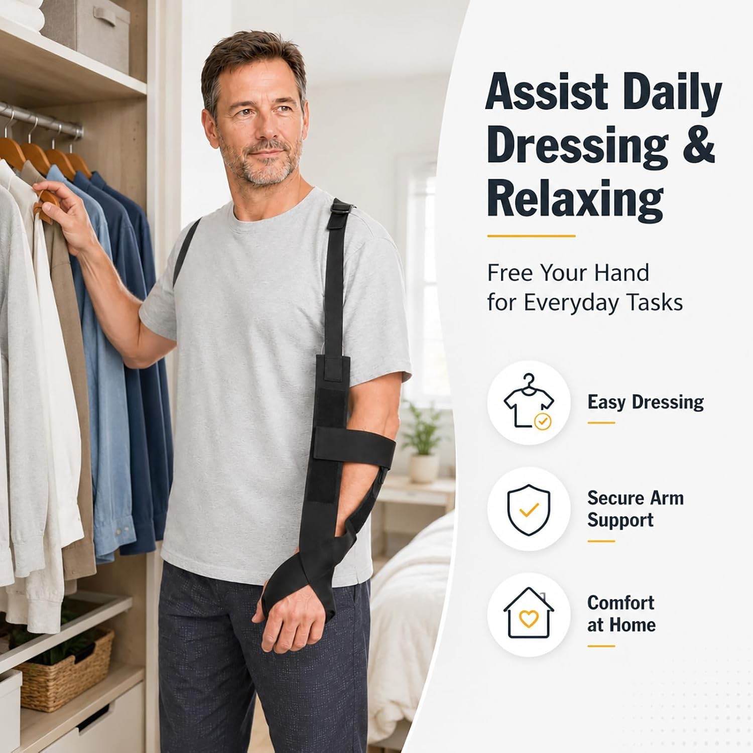 51623 Arm Sling, Adjustable shoulder Strap with 4-Lab Lock, Breathable fabric