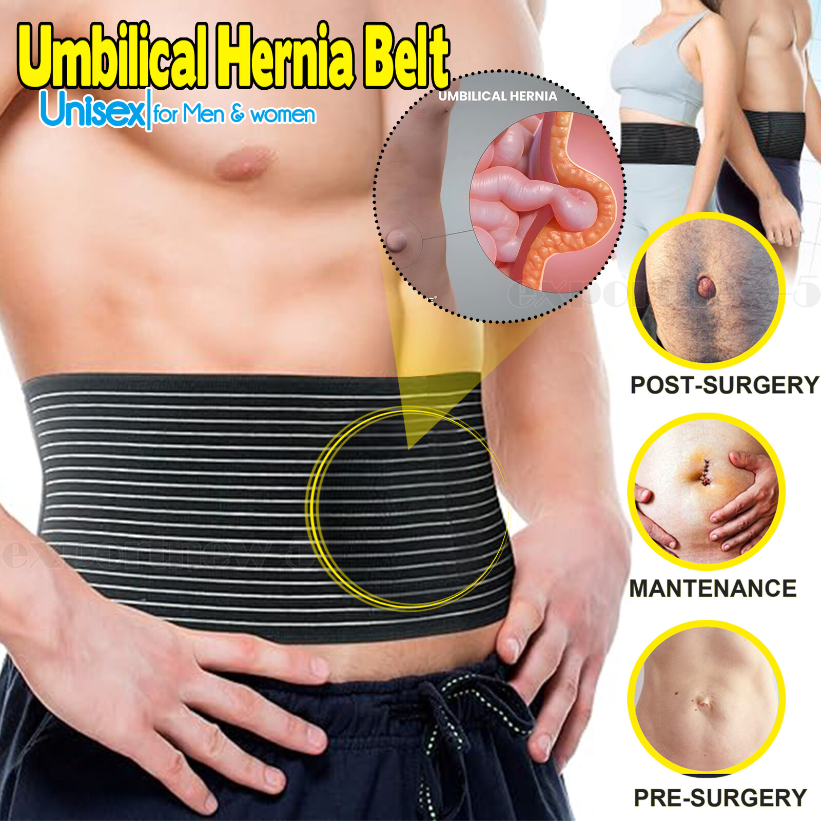 Umbilical Navel Hernia Belt Abdominal Support Binder with pad for Men&Women S-M