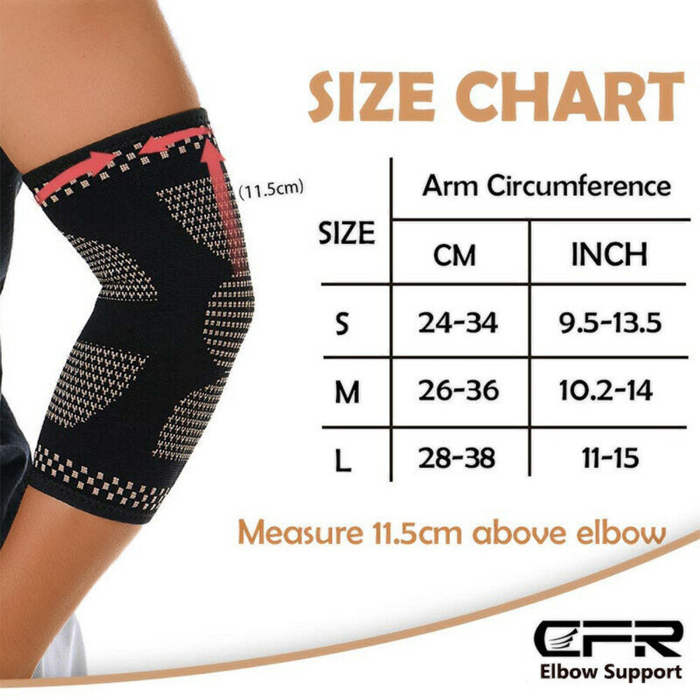 Copper Tennis Elbow Pad Brace Support Compression Sleeve for Arthritis Arm Pain