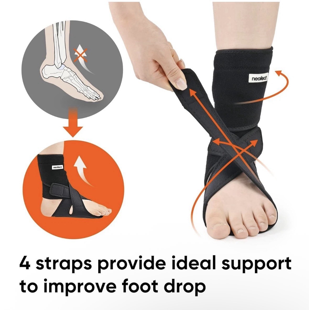 NEOFECT Drop Foot Brace – Adjustable AFO Ankle Medium / Left, Black Open Box