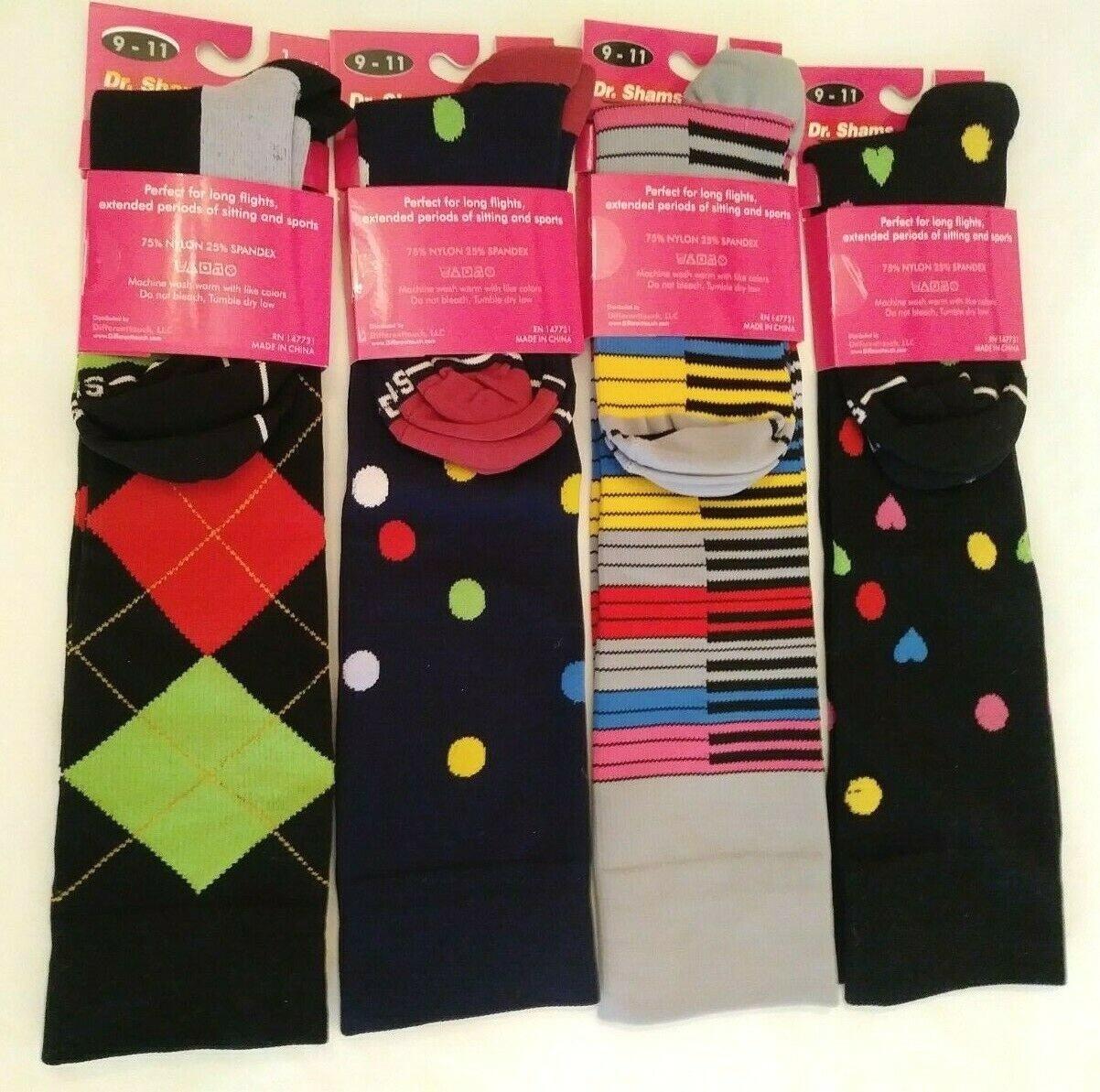 4 Pair 9-11 Compression Socks Support Anti-Fatigue 15-20 mm Hg Sports Travelers