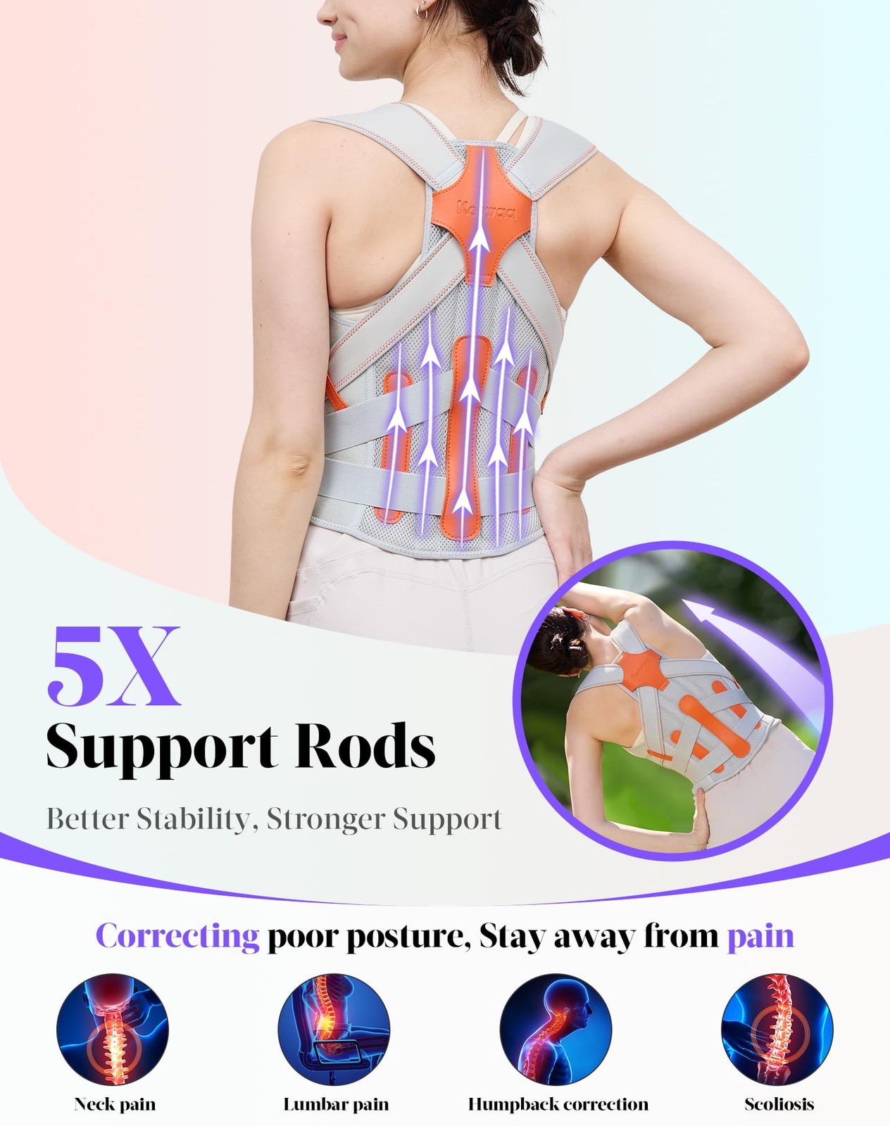 Kepwaa Gray Medium Posture Corrector