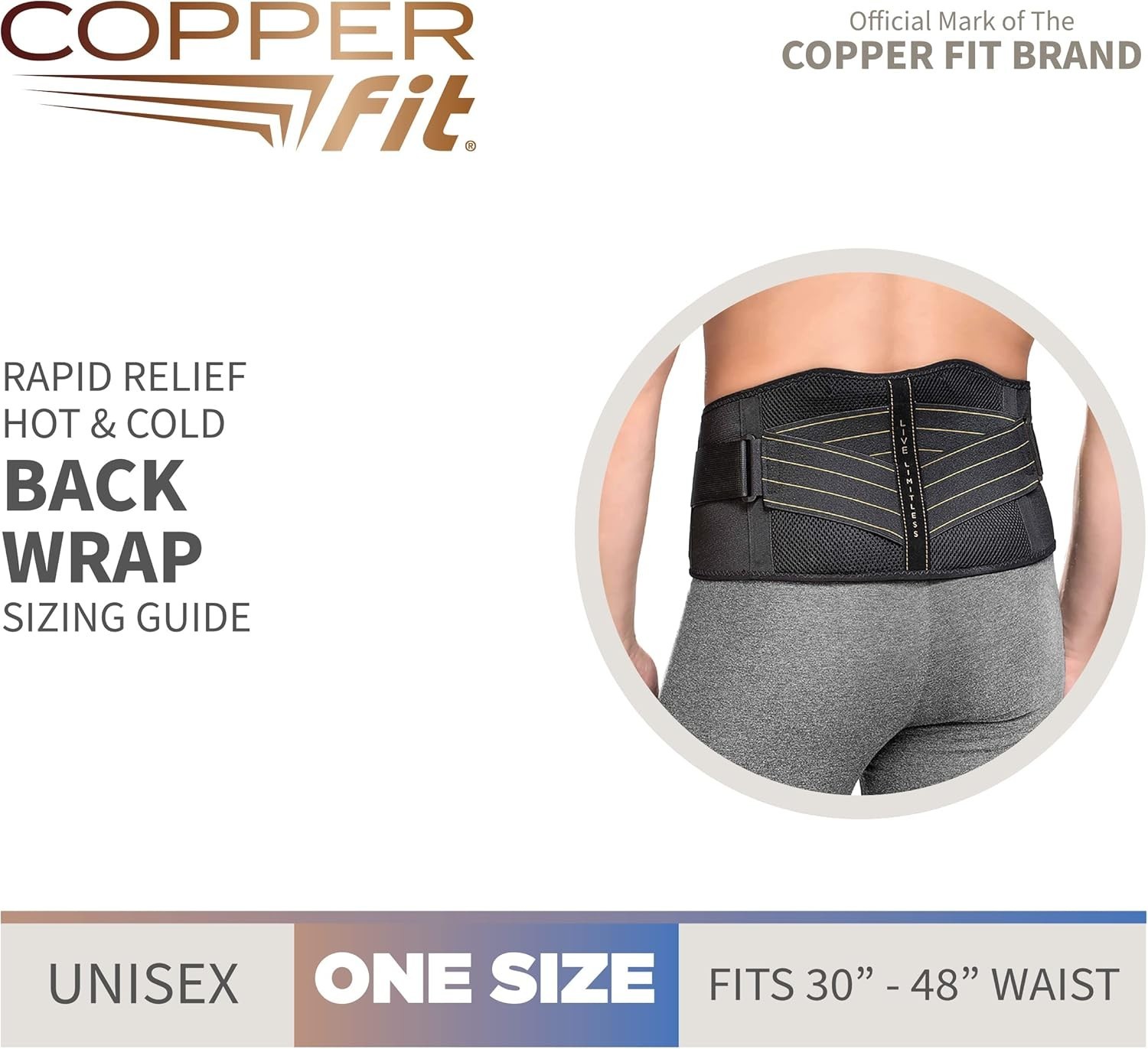 Rapid Relief Back Brace with Stabilizers & Hot/Cold Therapy for Back Pain