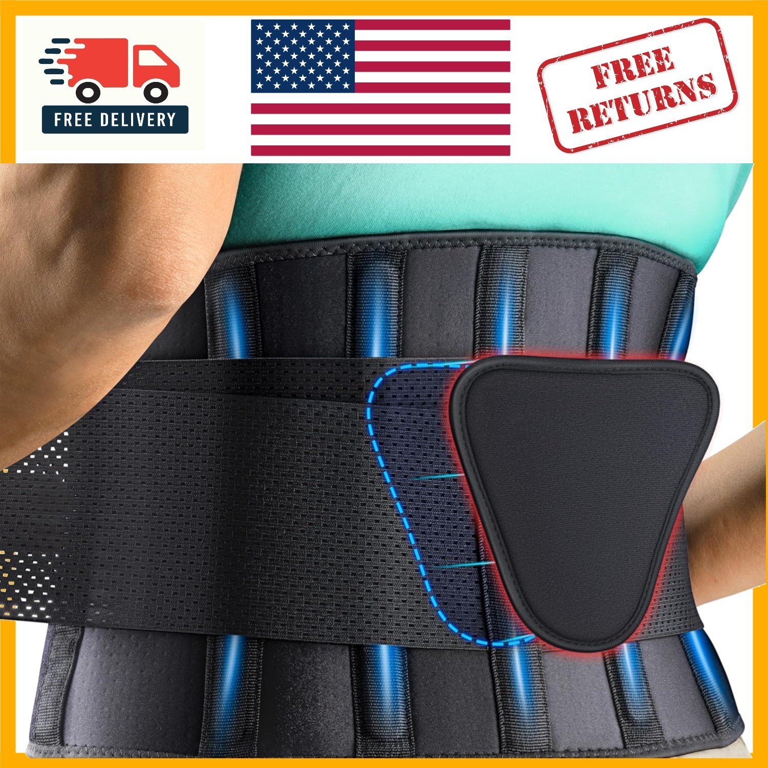 Lumbar Support Belt with Removable Pad – Ideal for Back Pain Relief & Mobility