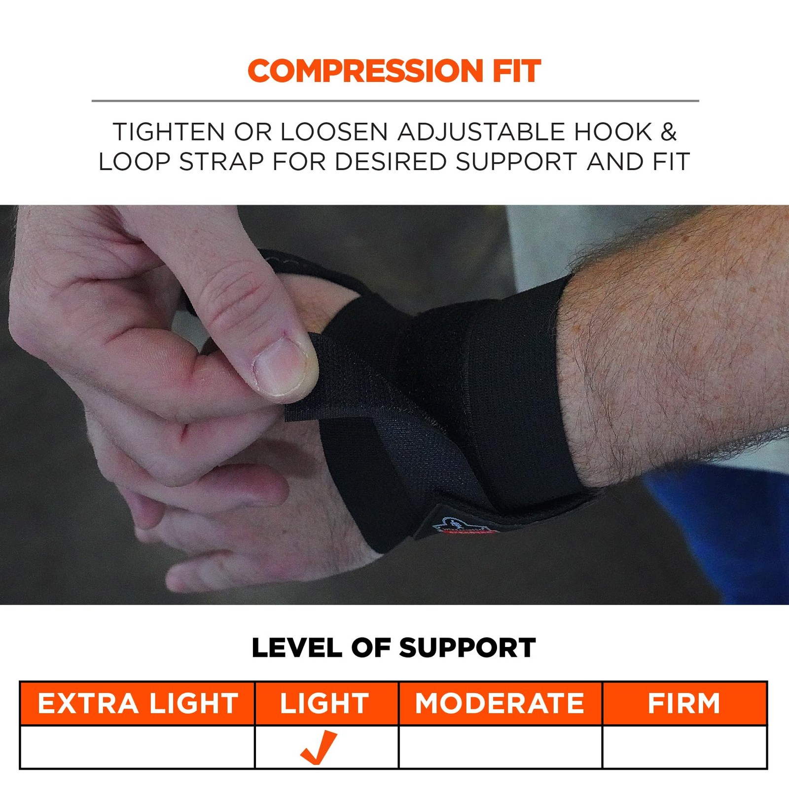 Wrist Support Wrap with Thumb Loop Adjustable Compression Brace Black S/M