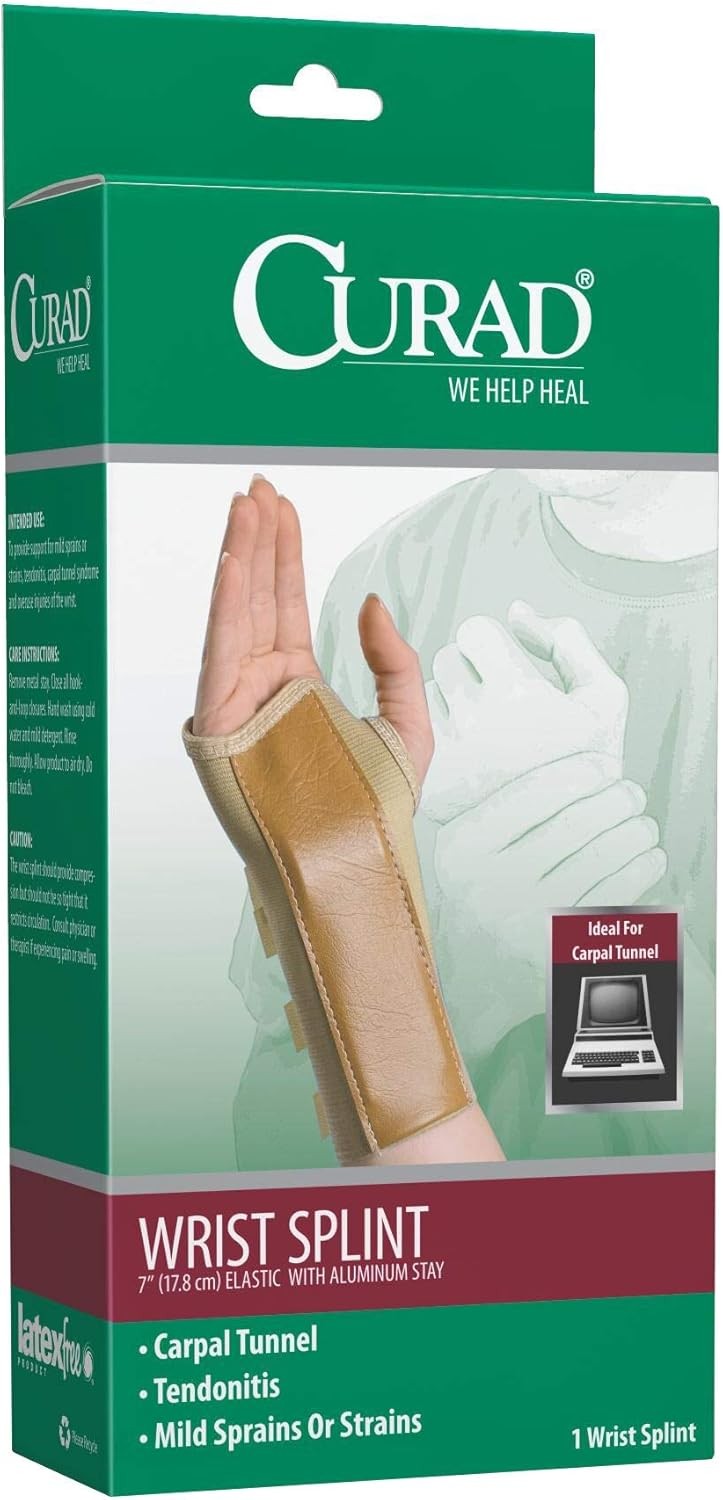 Curad 7″ Elastic Carpal Tunnel Wrist Splint Right X-Small
