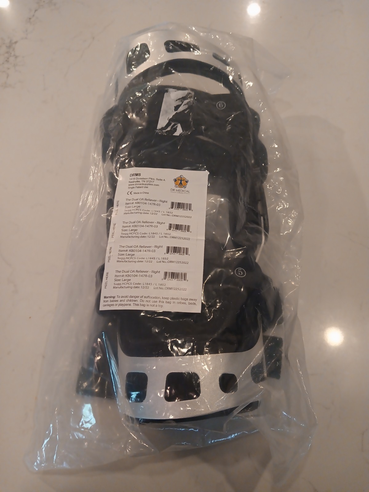 Dr Medical The DUAL OA Reliever Large RIGHT Knee Brace KB0104-147R-03 DRMS Sz L