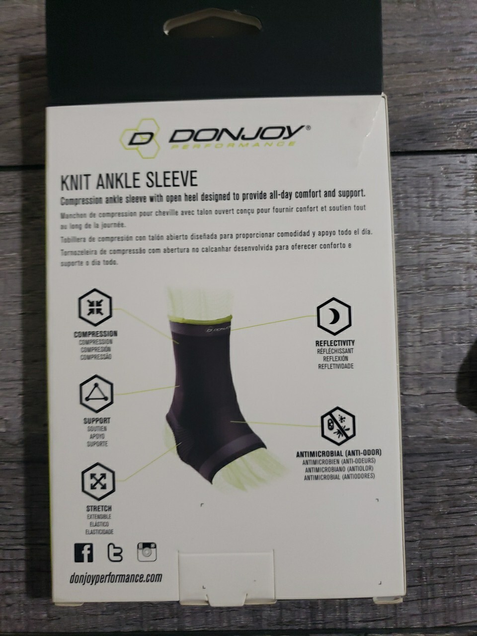 DonJoy Performance Knit Ankle Sleeve – Lightweight and Low-Profile, Sz M