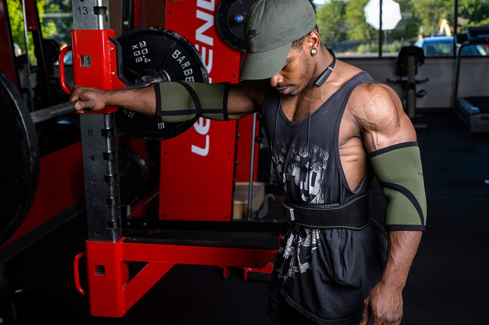 Gymreapers Elbow Sleeves for Weightlifting Medium, Military Green/Black