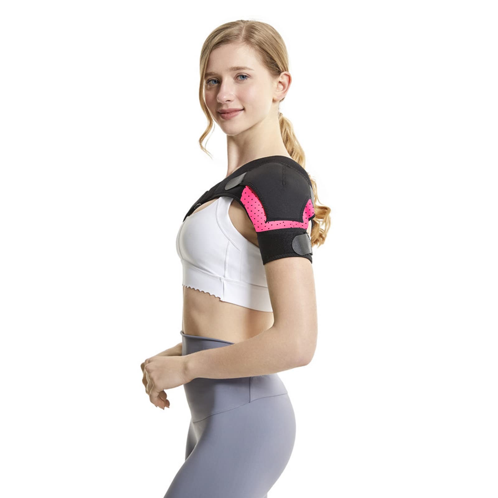 Shoulder Brace for Men and Women, Reusable Ice 31-55 Inch, Rose Red