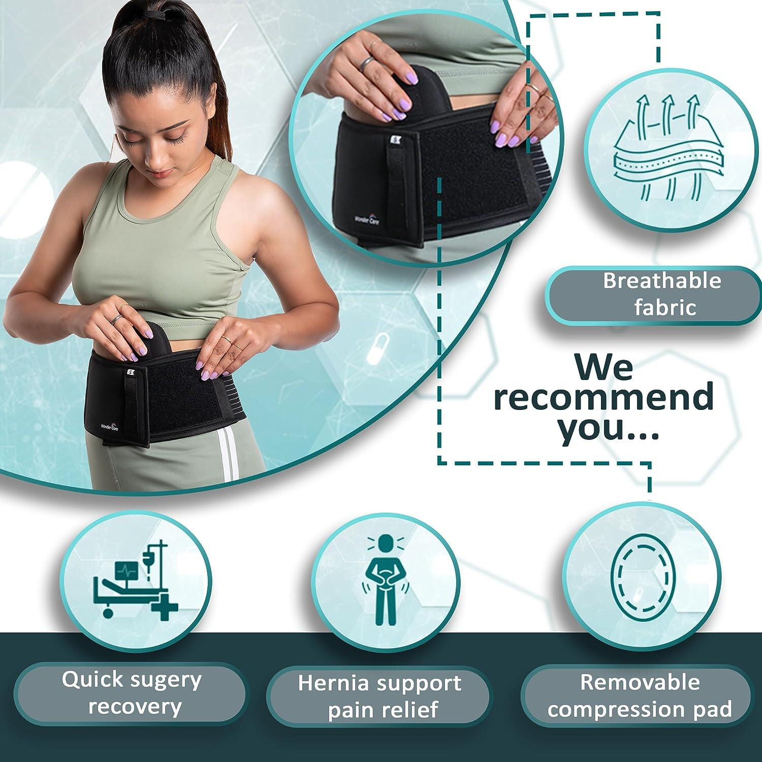 Umbilical Hernia Support Belly Button Hernias or Navel Hernias support belt