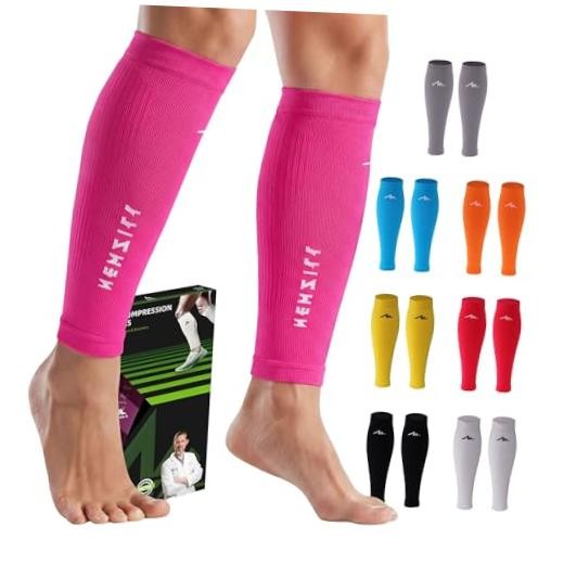 Compression Calf Sleeves (20-30mmHg) for Men & S/M (see Size Chart) Solid Pink