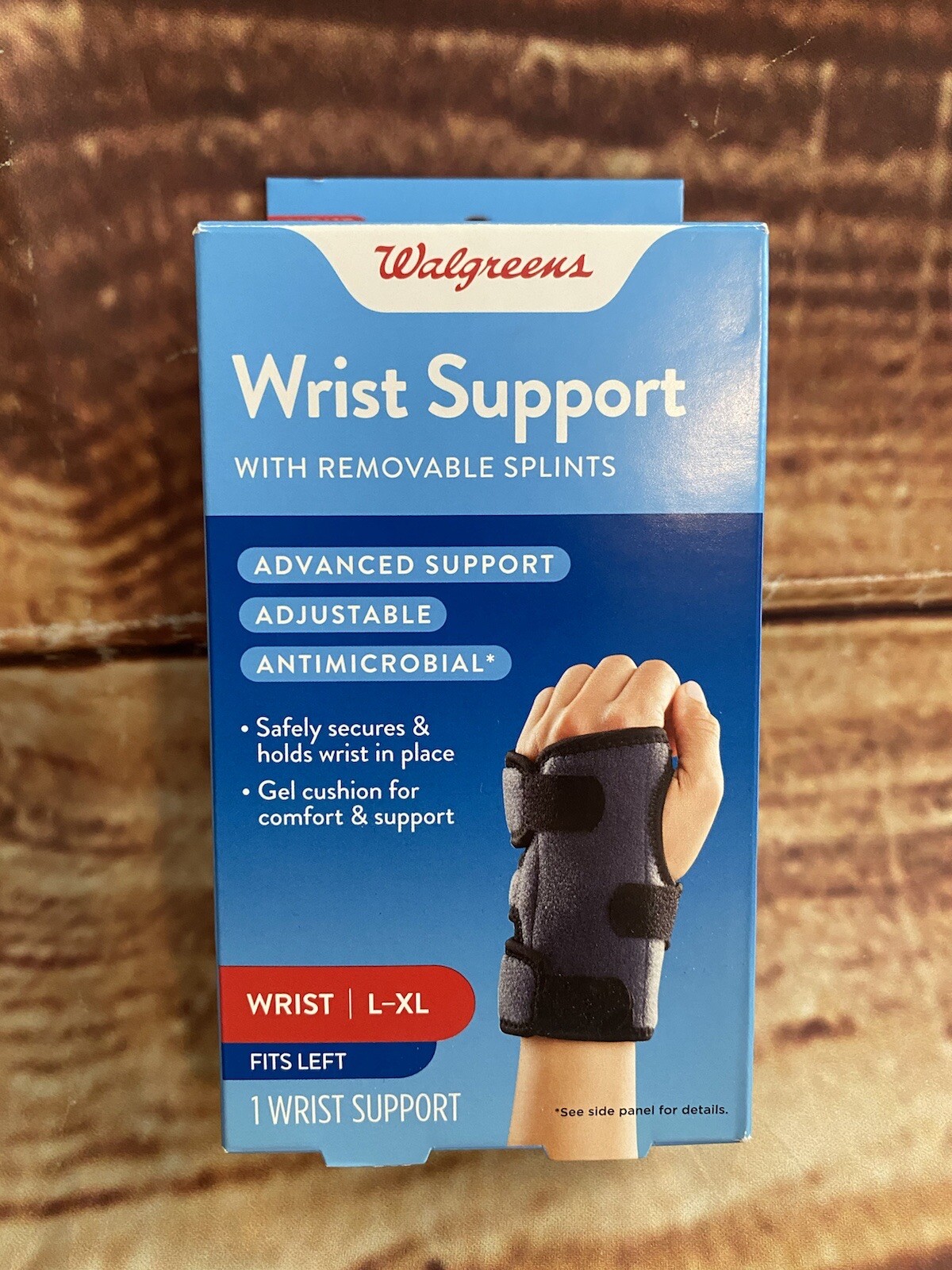 Walgreens Wrist Support w/ Removable Splint Adjustable Fits Left Hand Size L-XL