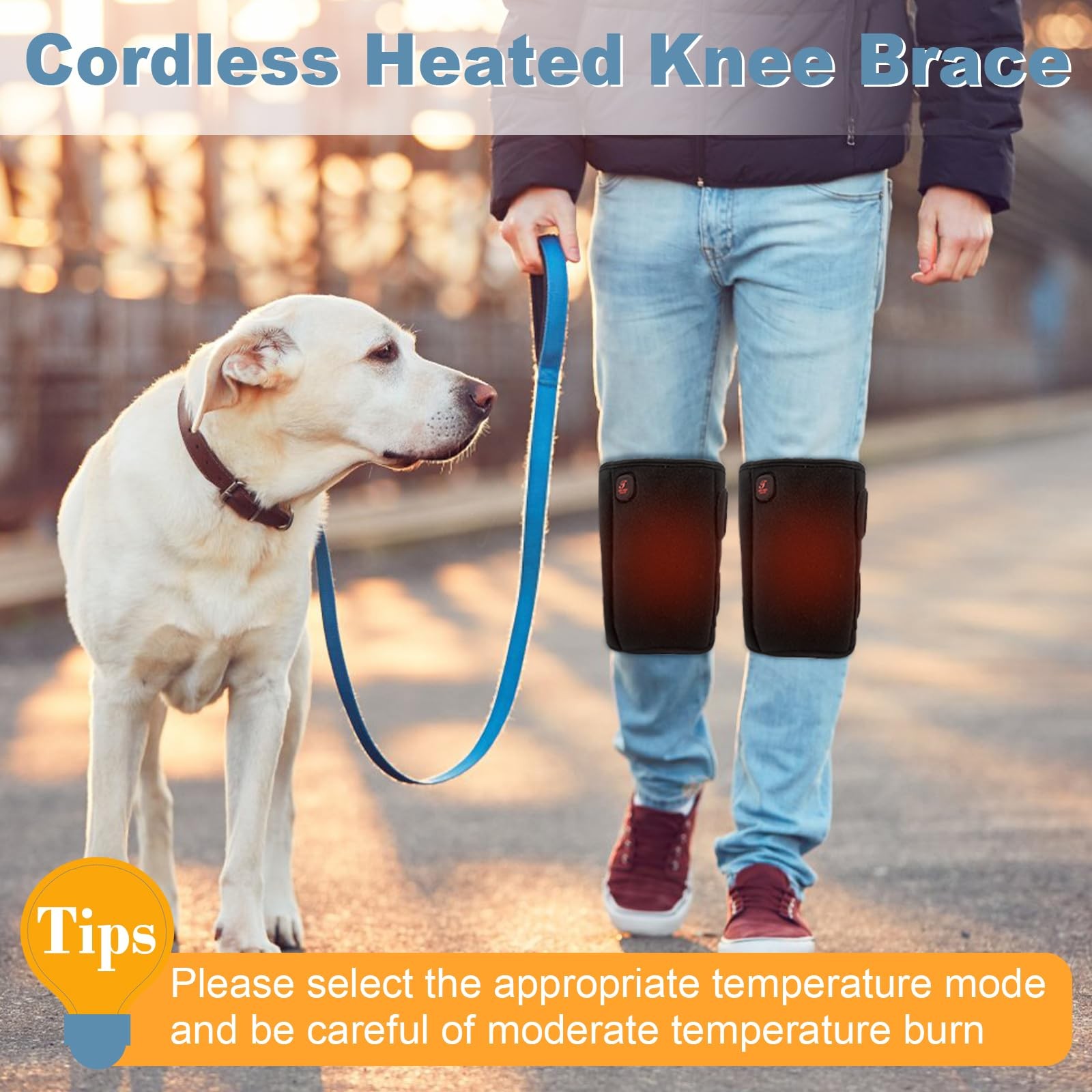 Heated Knee Brace, Cordless Knee Heating Pad for Arthritis, 3 Temperature Mod…