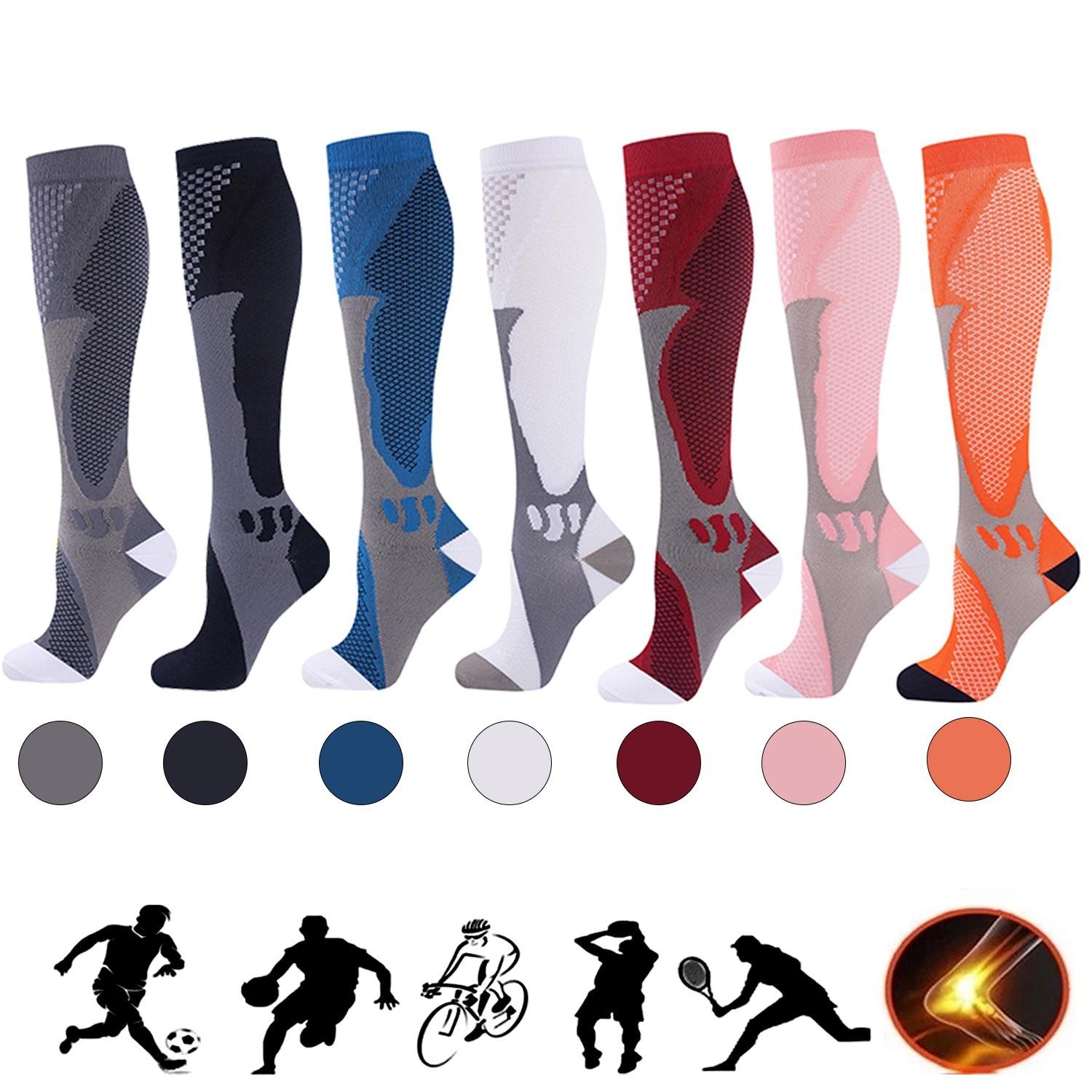 5 Pairs 30-40 mmHg Compression Socks – Knee High Support for Running & Sports