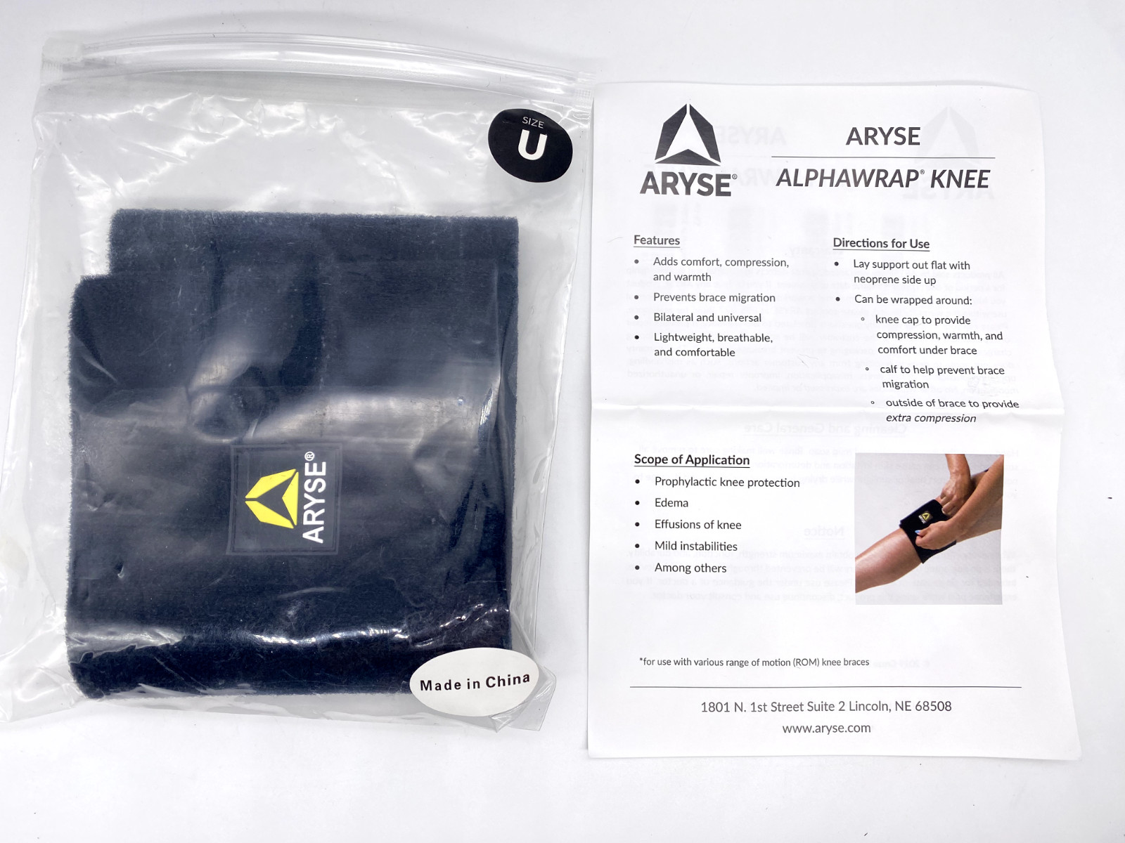 Aryse AY-97 Alphawrap Ankle Knee Wrap Universal Size Instructions NEW
