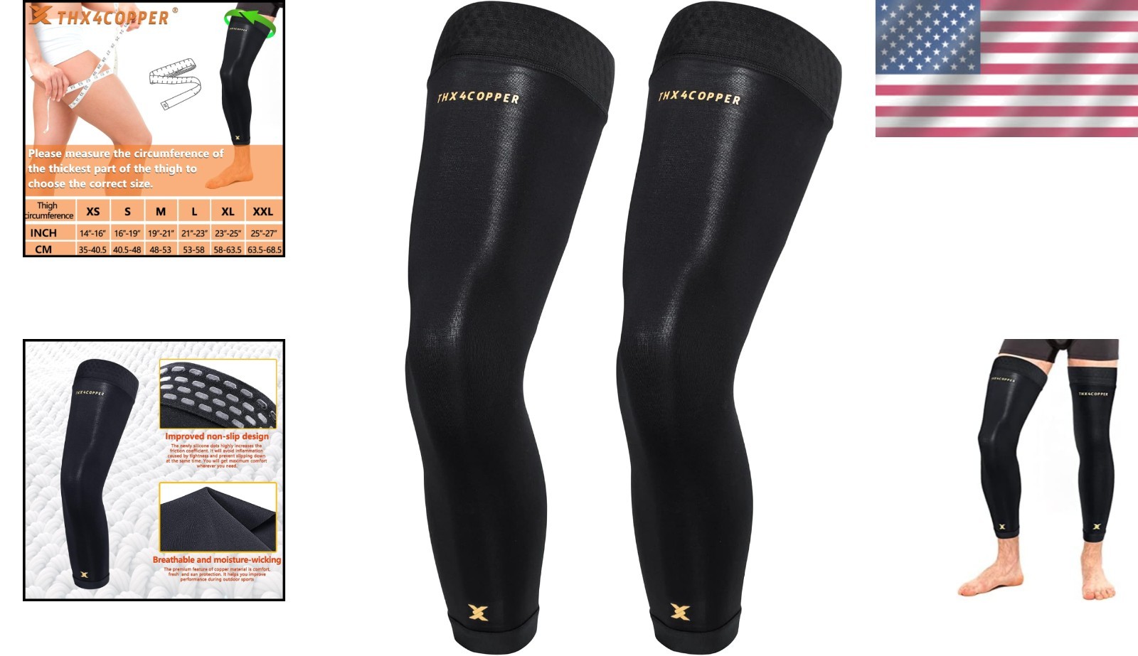 Copper Infused Full Leg Compression Sleeves