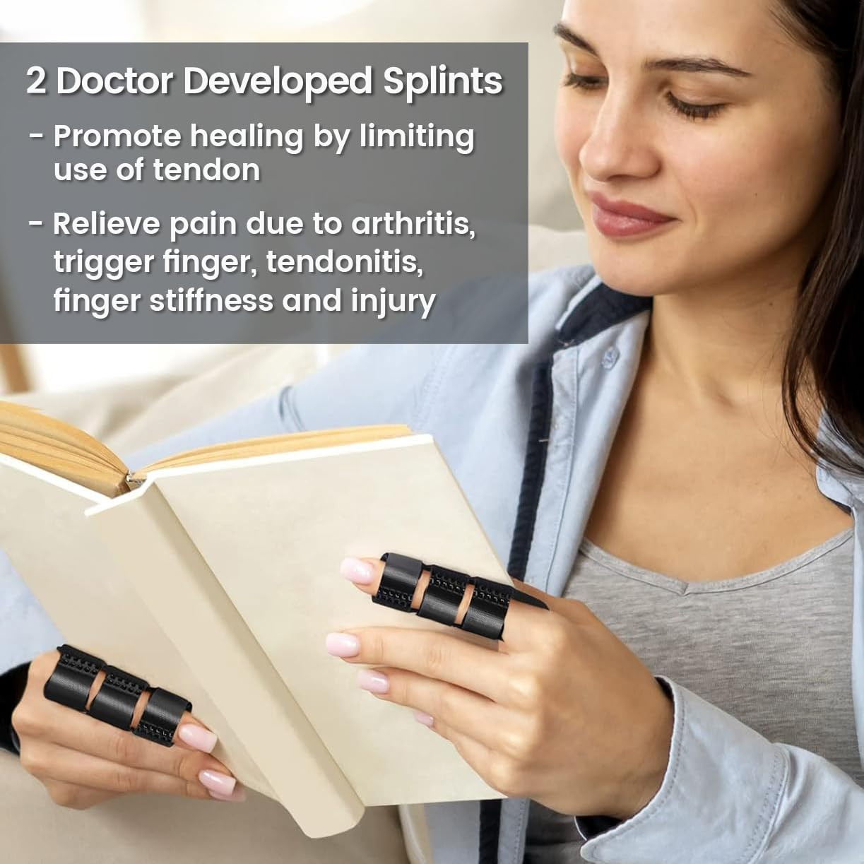 Trigger Finger Splint and Ice Pack (2+2 Set) for Pain Relief, Knuckle Immobiliza