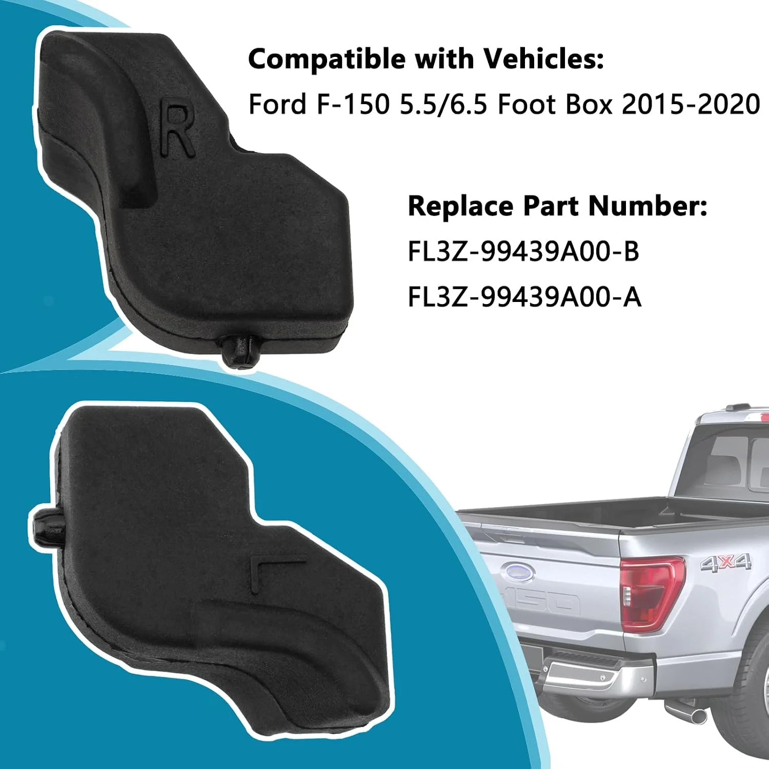 Upgraded Left & Right Tailgate Rubber Bumper Stopper Kit with 4 Metal & 4 Plasti