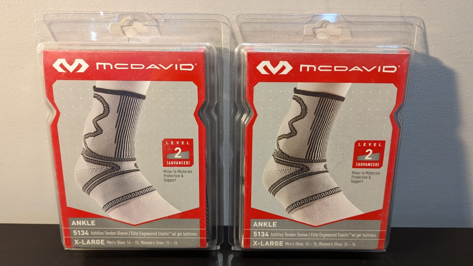 2X MCDAVID 5134 ANKLE ACHILLES TENDON SLEEVE/ ELITE ENGINEERED W/ GEL BUTRESS XL