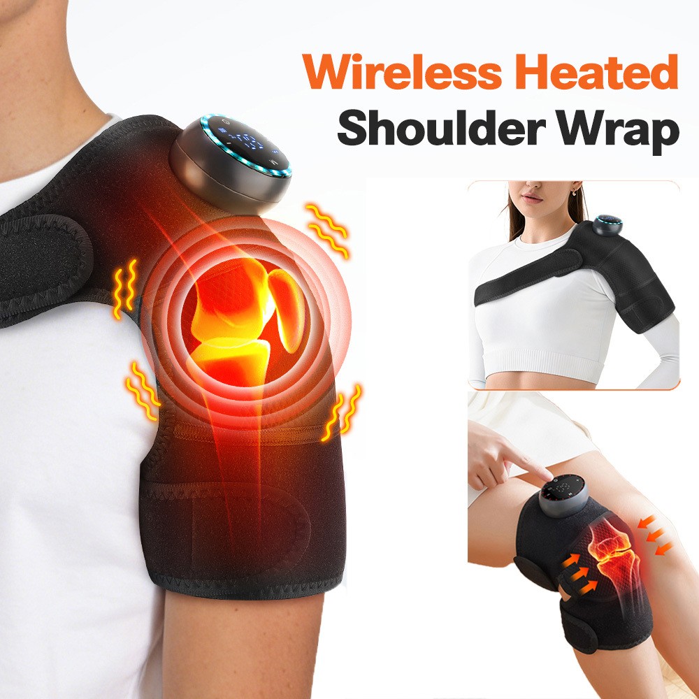 3 in 1 Electric Knee Massager Shoulder Brace 5 Vibration Modes, 5 Heating Levels