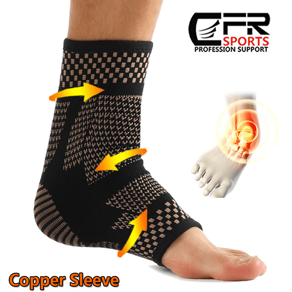 Copper Ankle Sport Foot Wrap Support Brace Compression Achilles tendonitis CFR