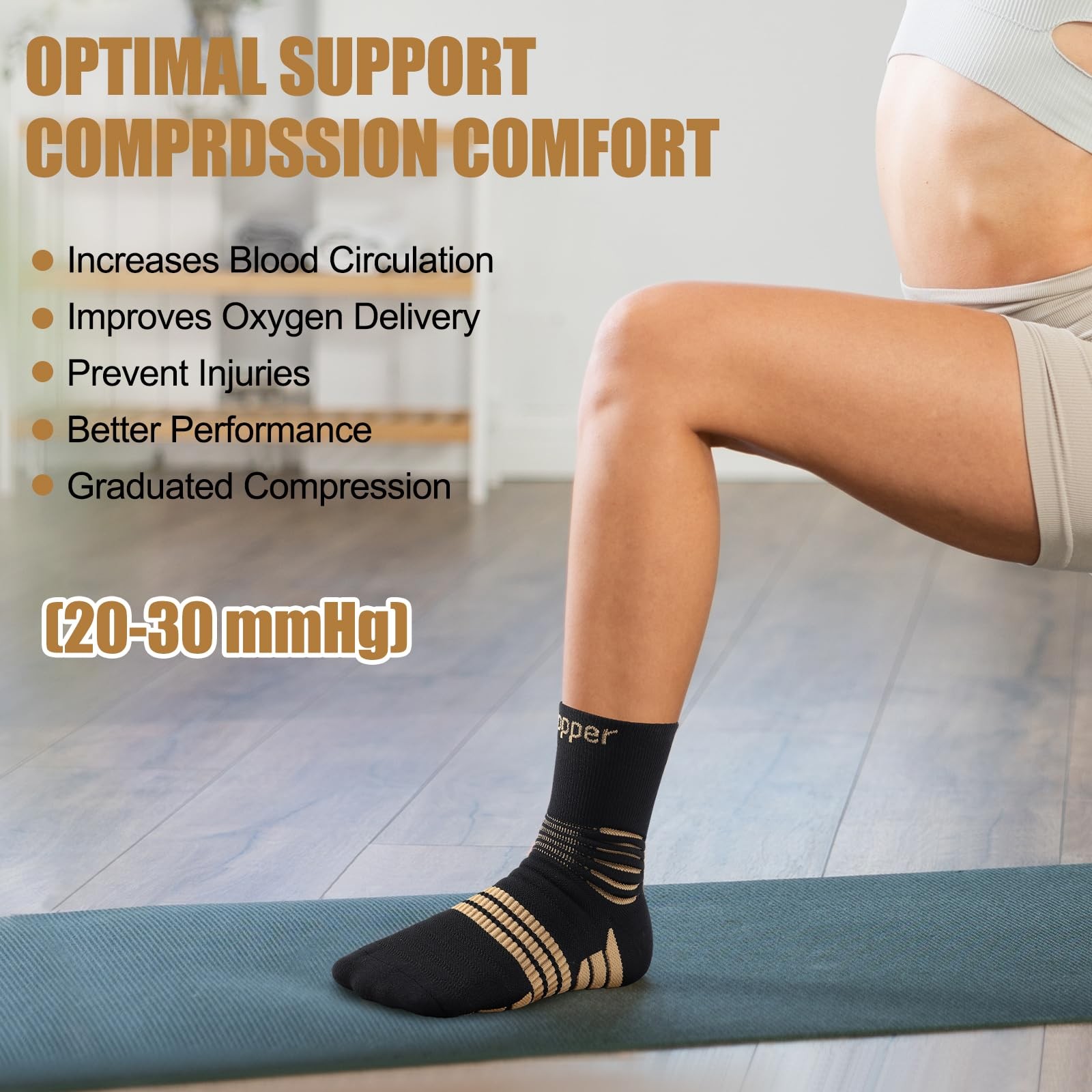 Professional Copper Compression Socks, Medical Ankle Support Socks for Injuri…