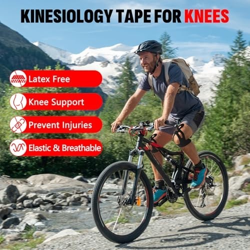 16 PCS Kinesiology Tape for Knees, 4 Colors Knee Support Tape, Precut Knee Tape