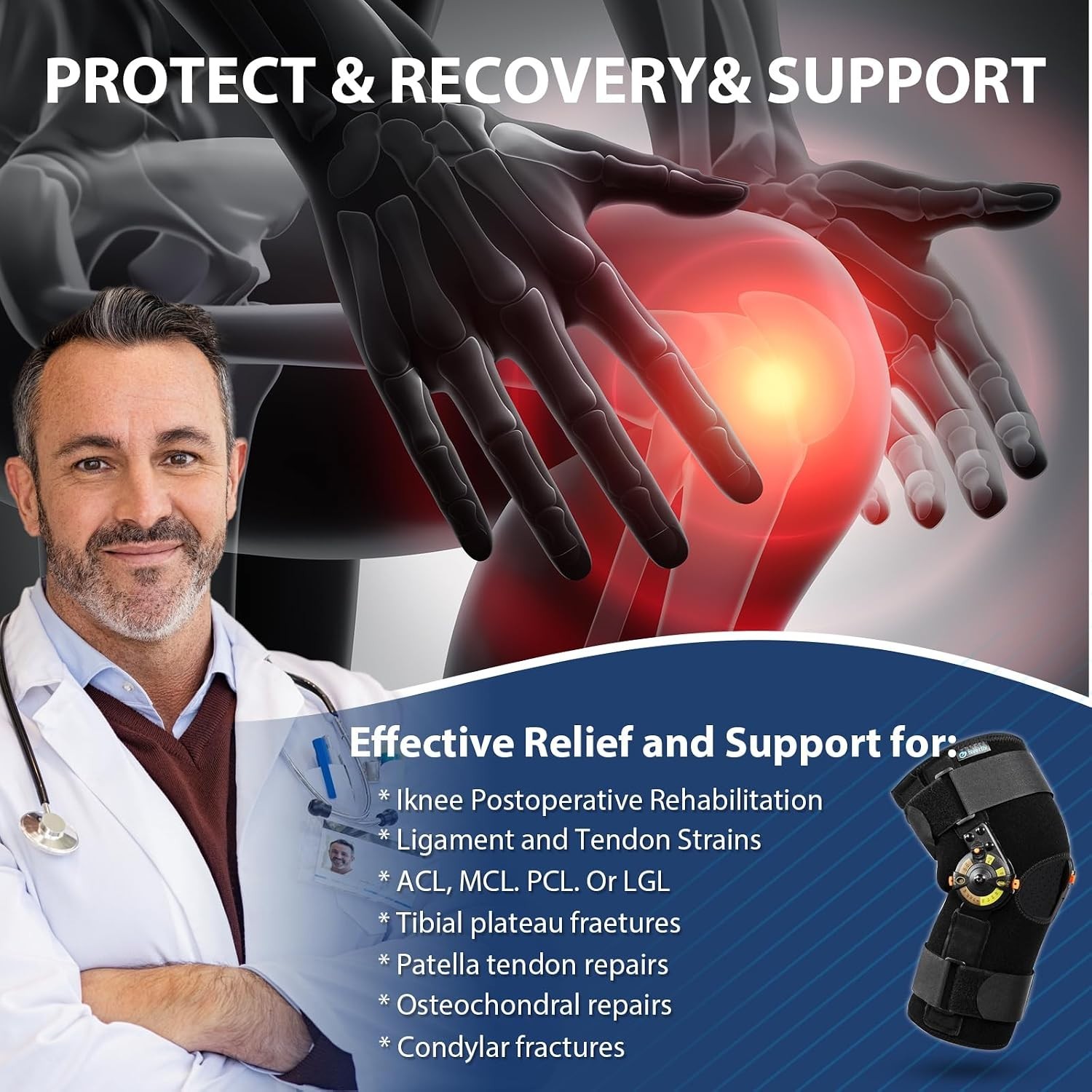 Knee Brace with Locking Dials, X-Large