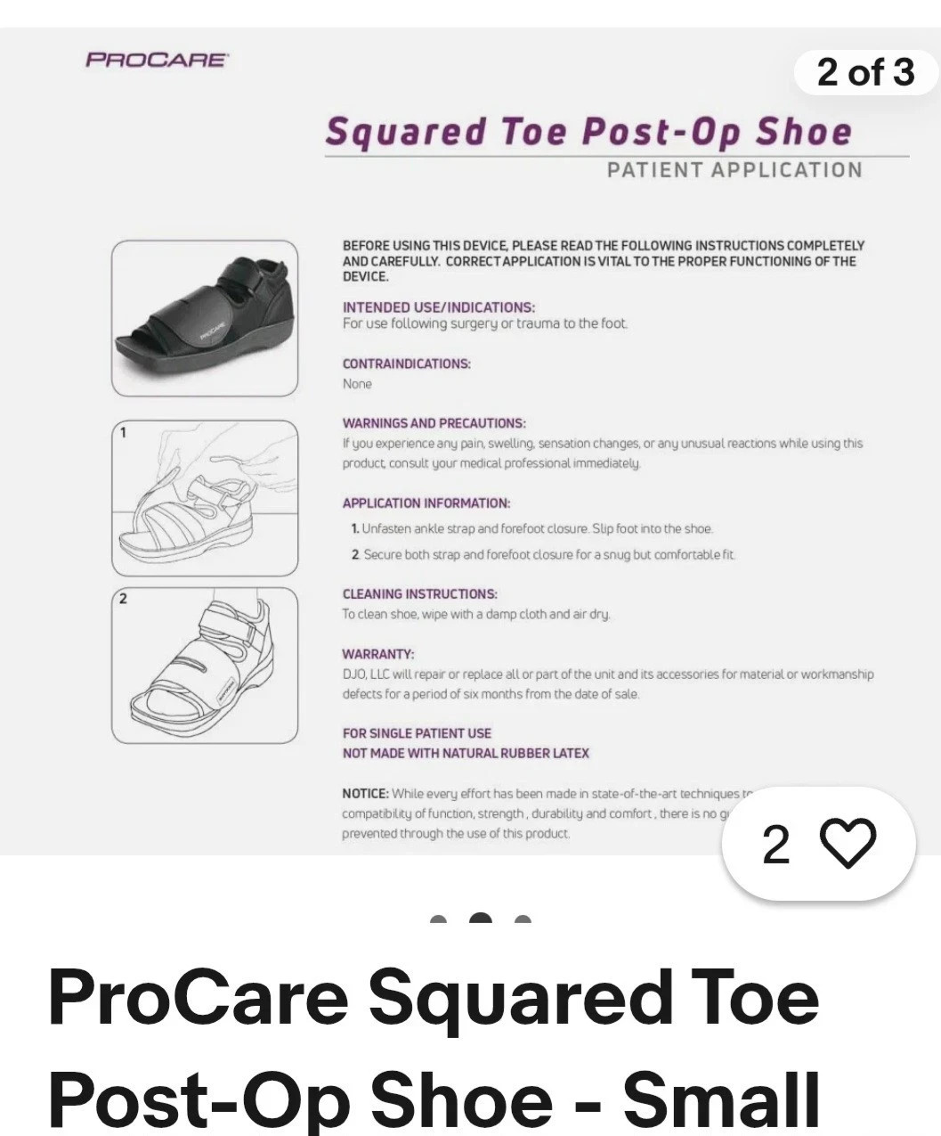 ProCare Squared Toe Post-Op Shoe, Adjustable, Small, Black