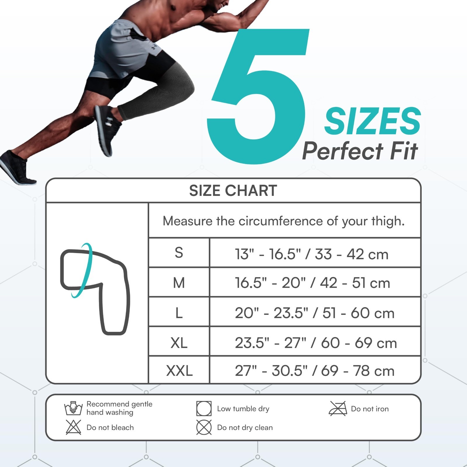 Graphene Full Leg Compression Sleeve for Knee Pain Relief, Swelling & Circulatio