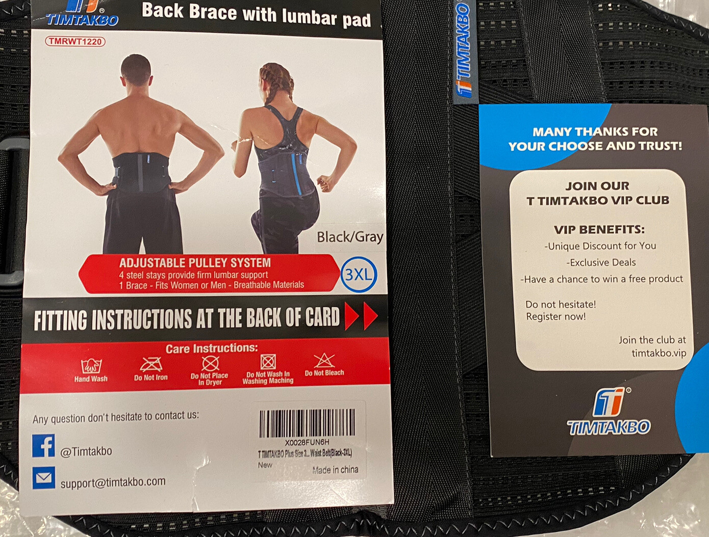 New Timtakbo 3XL Lower Back Brace/ Support Waist Belt Men/Women Pain Relief