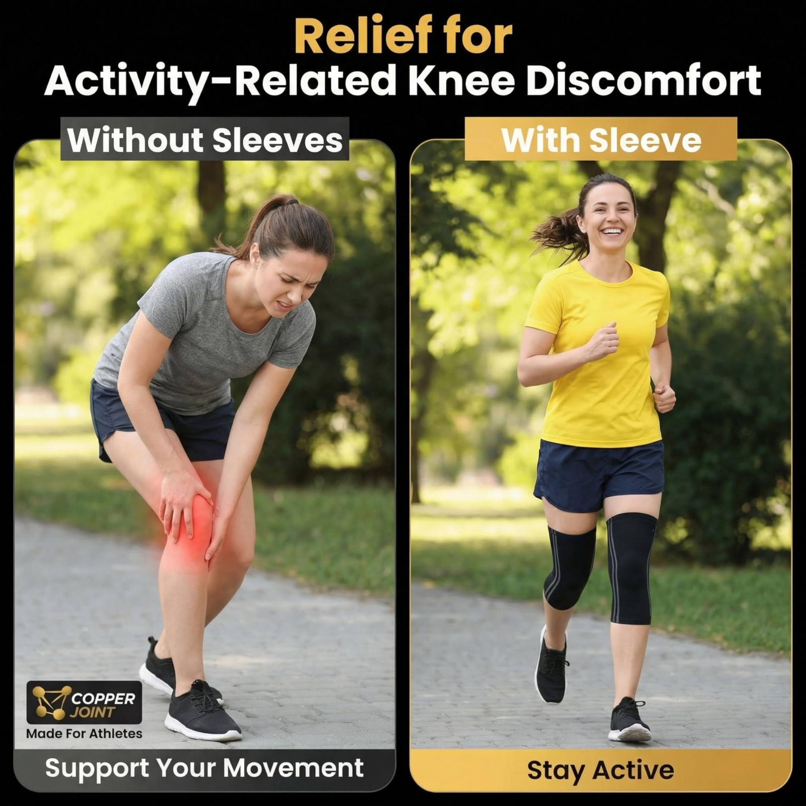 Athletic Knee Sleeve Pair for Women & Men, Moderate Support Compression Knee …