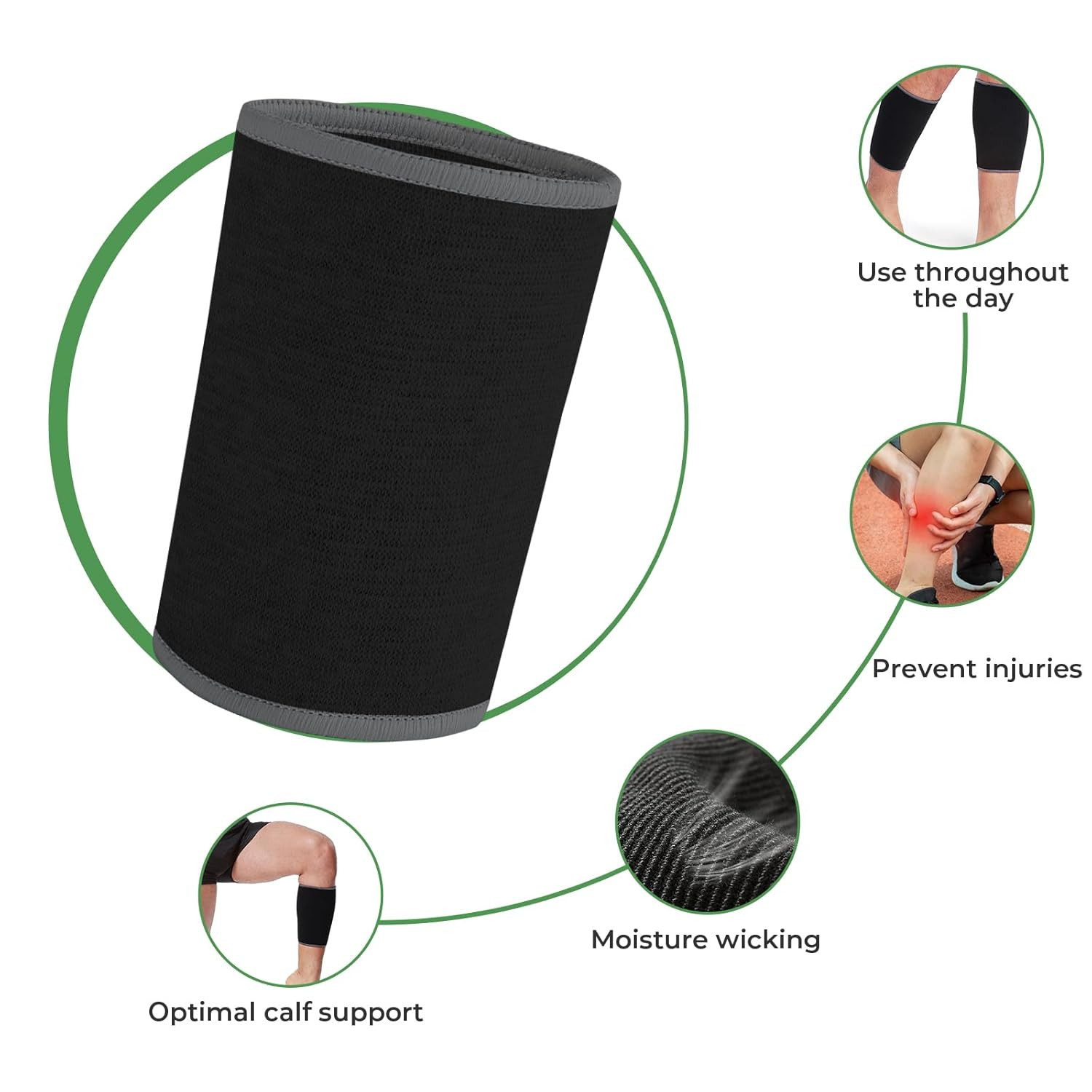 Neotech Care Calf Compression Sleeve for Calves Support or Shin Splint (Black Co