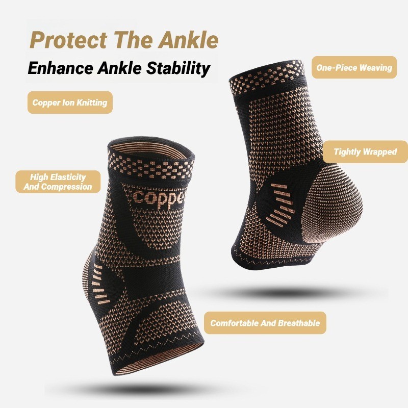 Copper Ankle Brace Compression Sleeve Support Men Women Sprain Recovery US