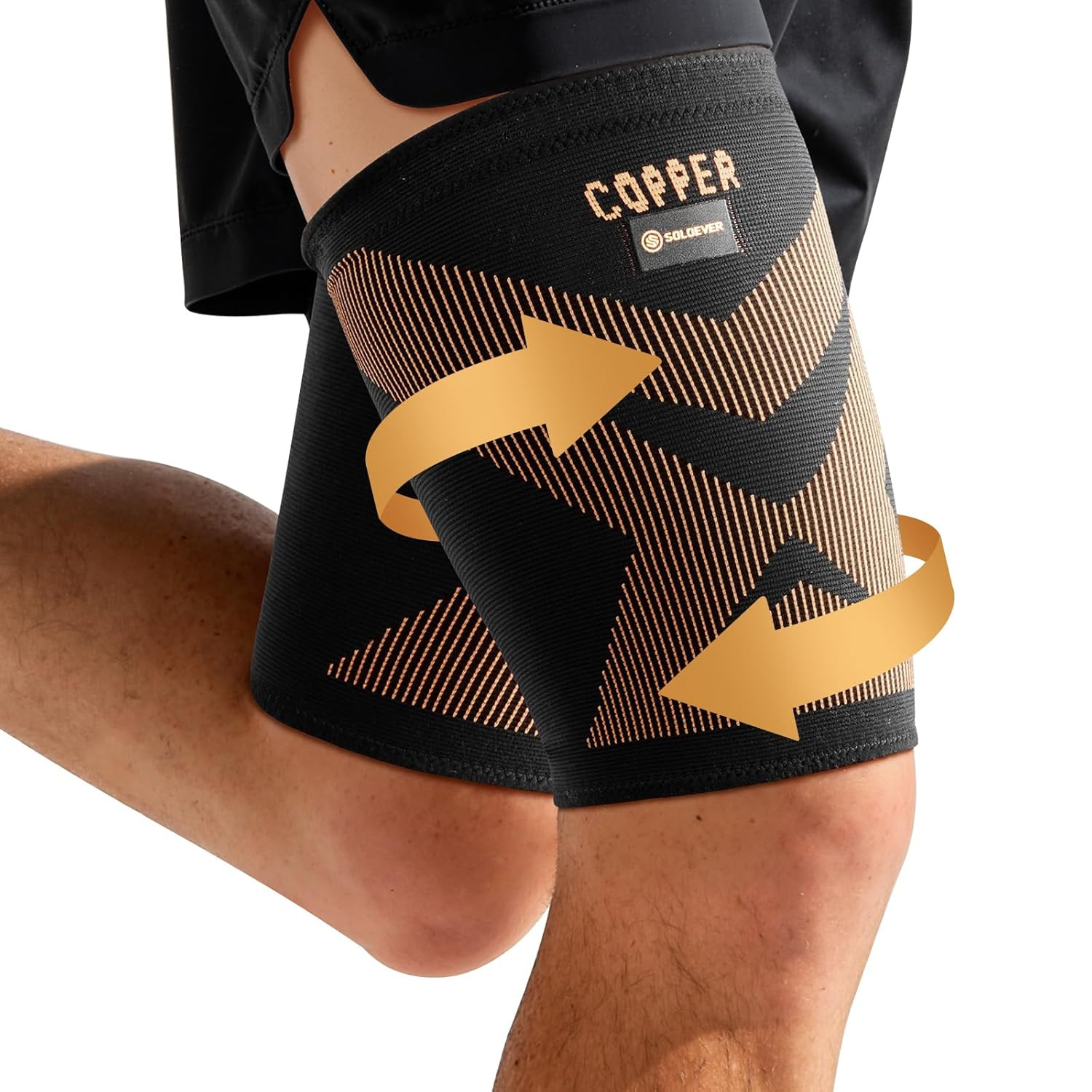 Copper-Infused Thigh Compression Sleeves 1 Pair [Upgrade Medical-Grade & Anti-Sl
