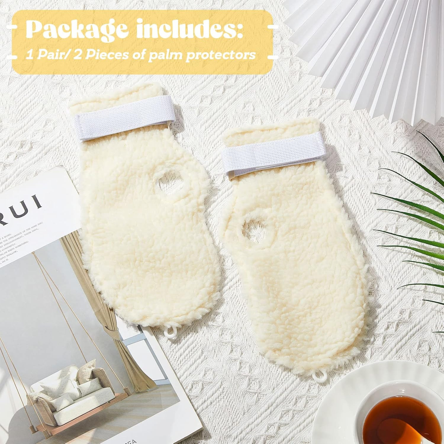 2 Pcs Palm Protector for Both Hands Finger Contractures Cushion with Elastic Ban
