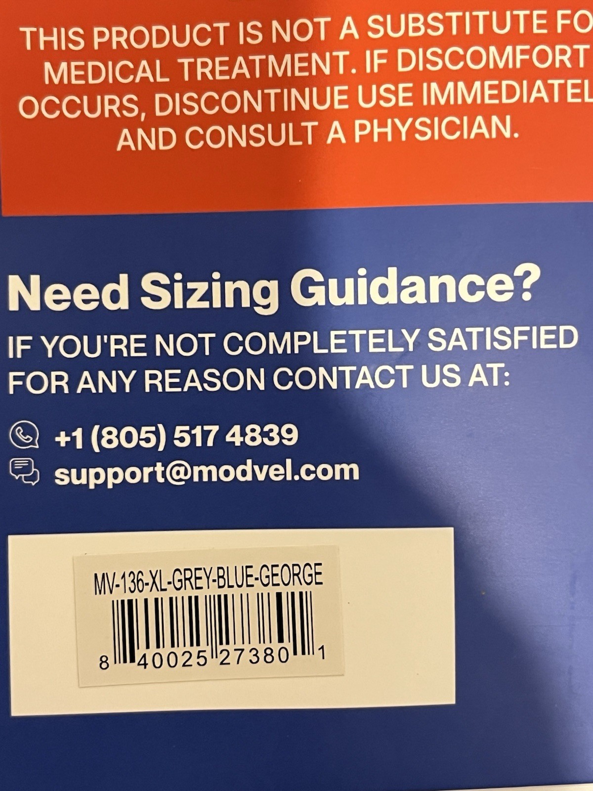 Modvel Knee Brace Pair XL Compression Breathable Non-Slip Flexible Grey Blue