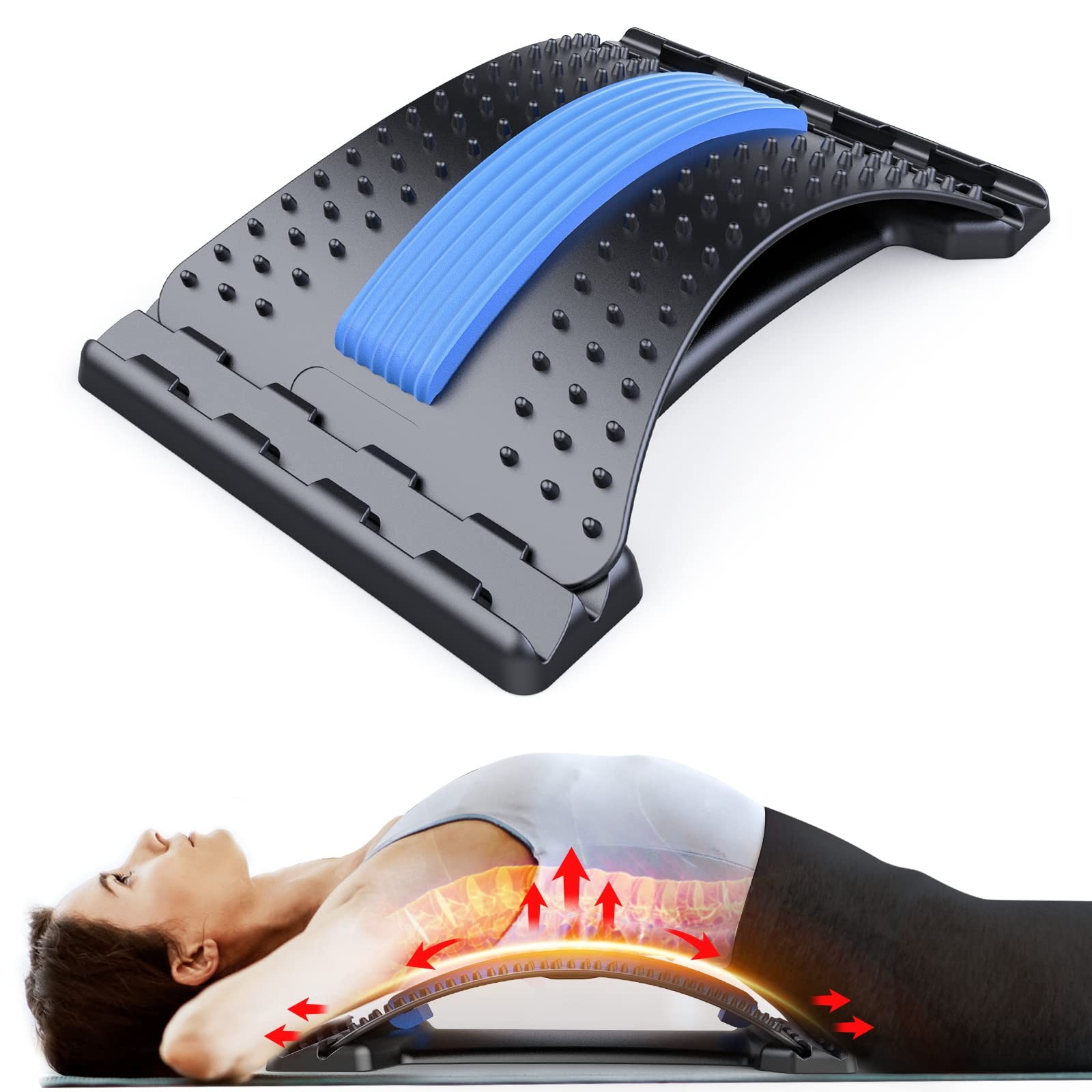 Adjustable Back Stretcher Lumbar Arch Board Black ABS Medium JZ-B2