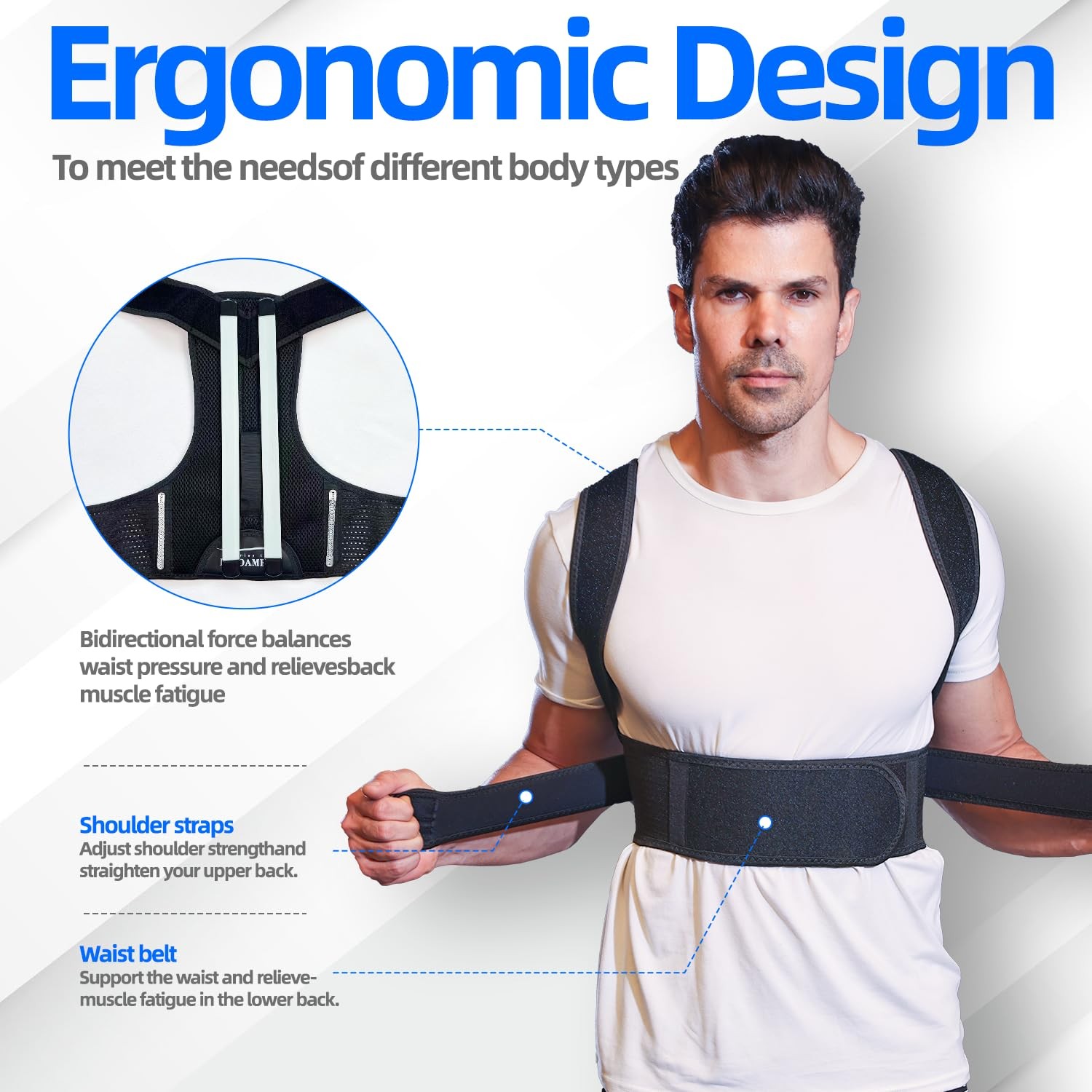 IYDoaMea Posture Corrector for Women and Men ( Order A 2XL(43.3~49.2), Black