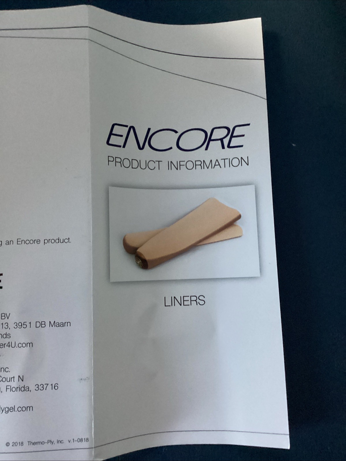 New Encore by Thermo-Ply Prosthetic Locking Liner size 20 cm 9mm/3mm beige